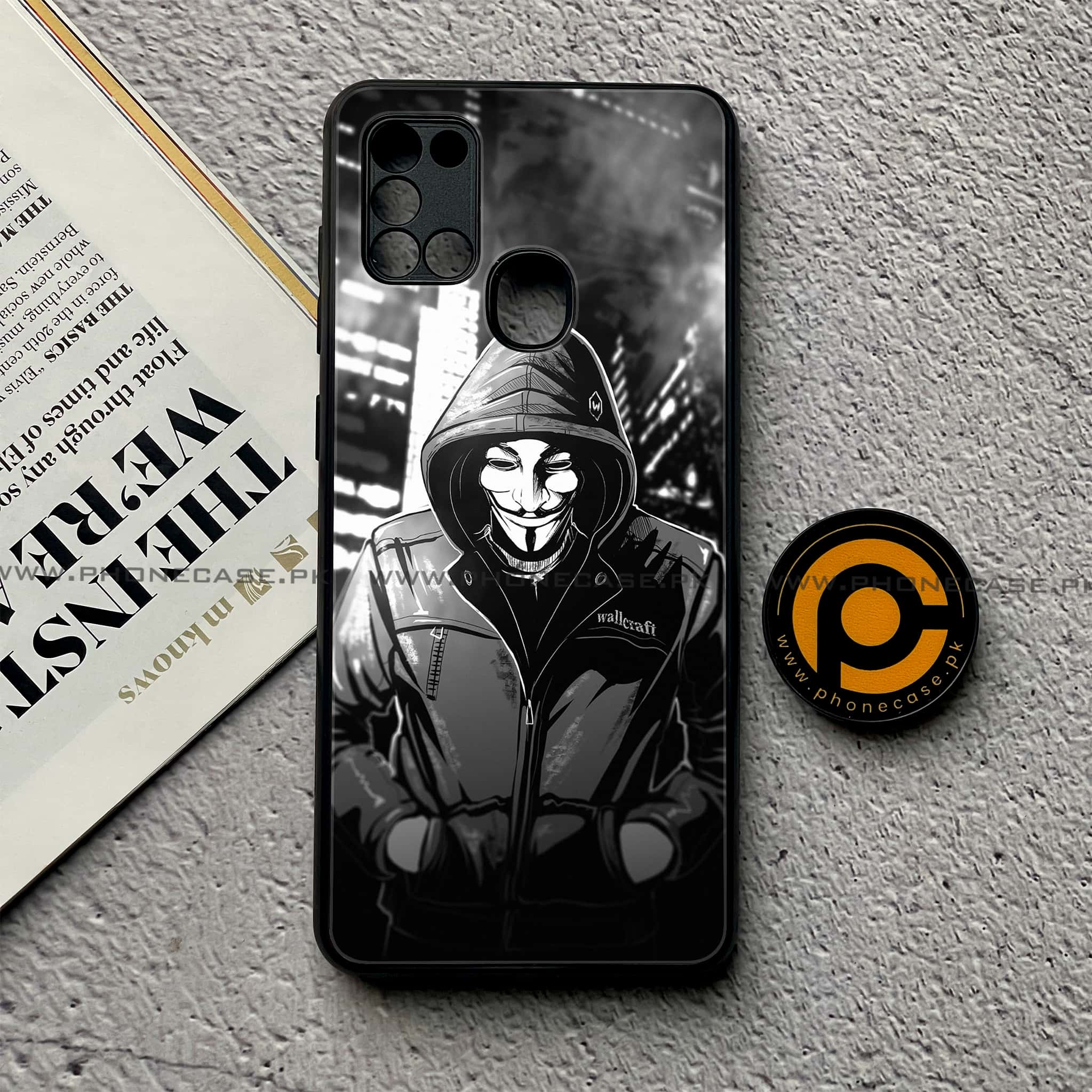 Samsung Galaxy A21s - Anonymous 2.0 Series - Premium Printed Glass soft Bumper shock Proof Case