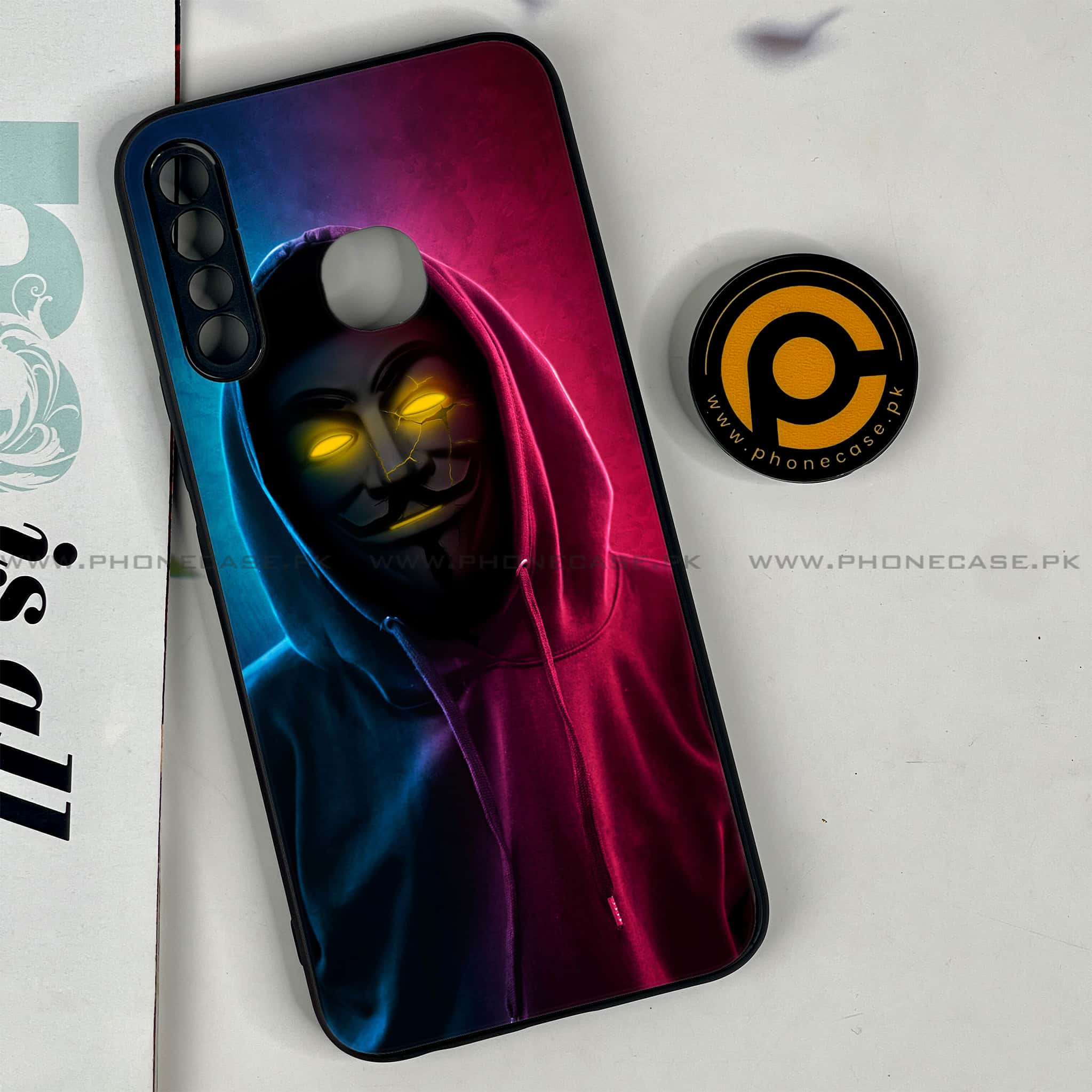 Infinix Hot 8 Lite - Anonymous 2.0 Series - Premium Printed Glass soft Bumper shock Proof Case