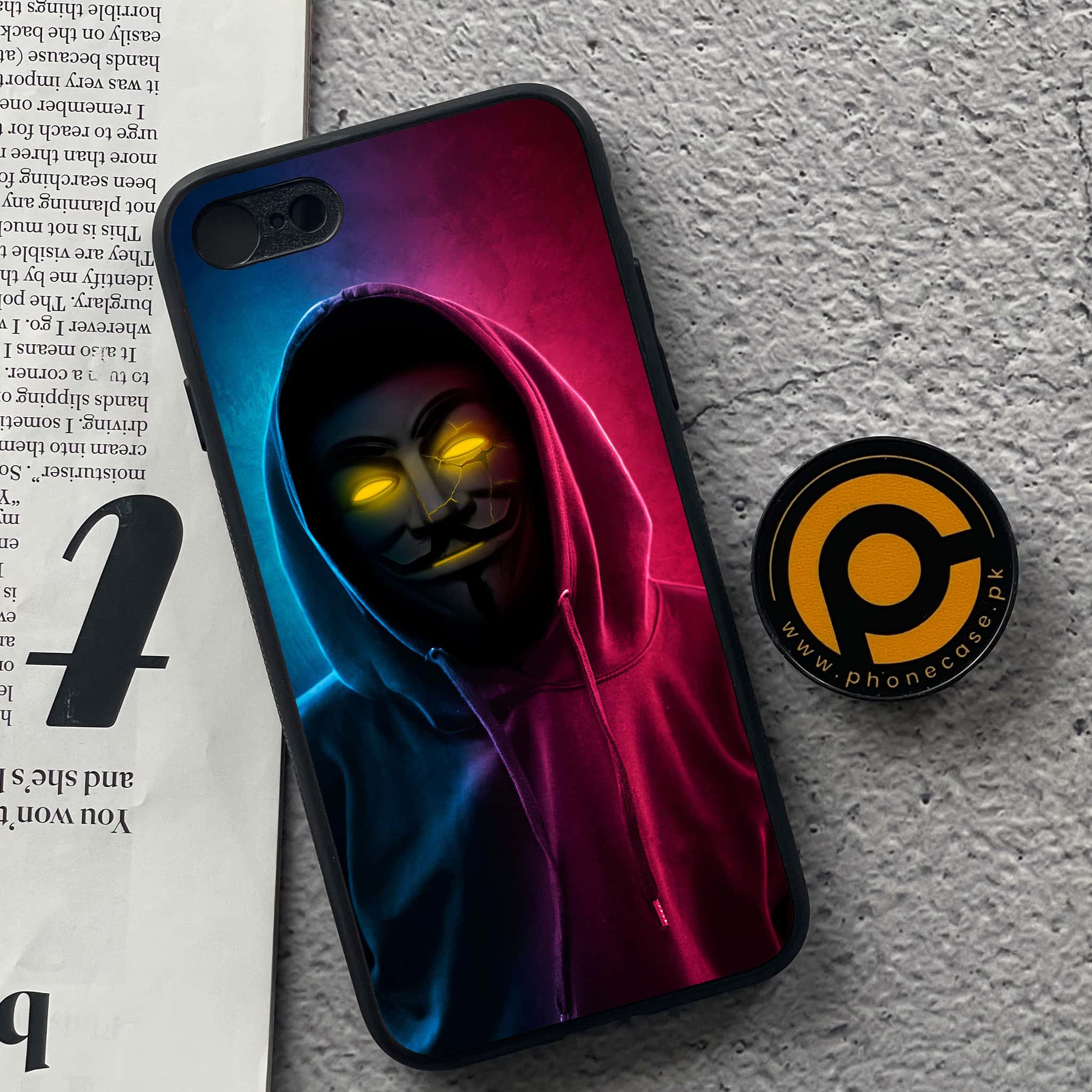 iPhone 7 / 8 - Anonymous 2.0 Series - Premium Printed Glass soft Bumper shock Proof Case