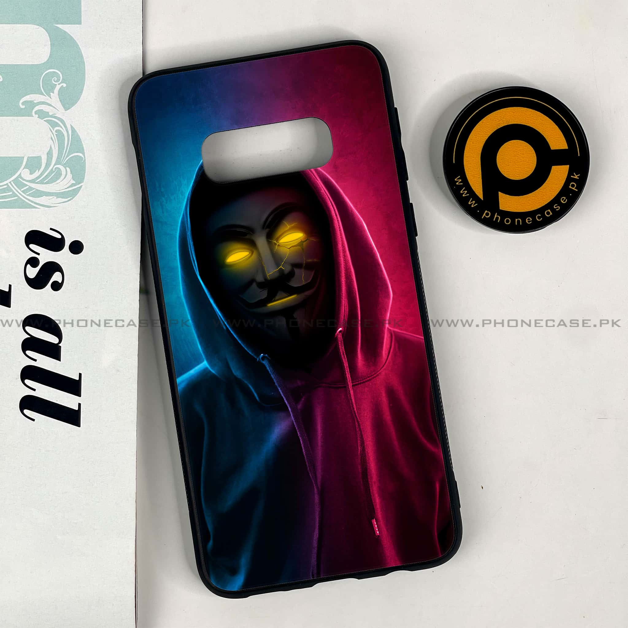 Galaxy S10e - Anonymous 2.0 Series - Premium Printed Glass soft Bumper shock Proof Case