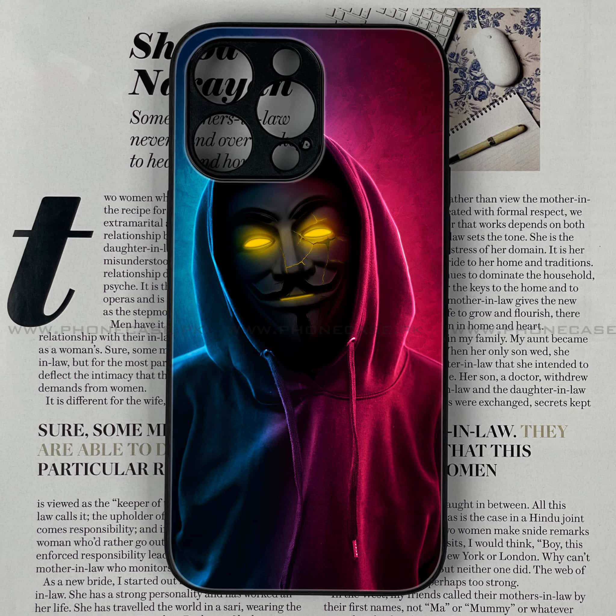 iPhone 15 Pro Max - Anonymous 2.0 Series - Premium Printed Glass soft Bumper shock Proof Case