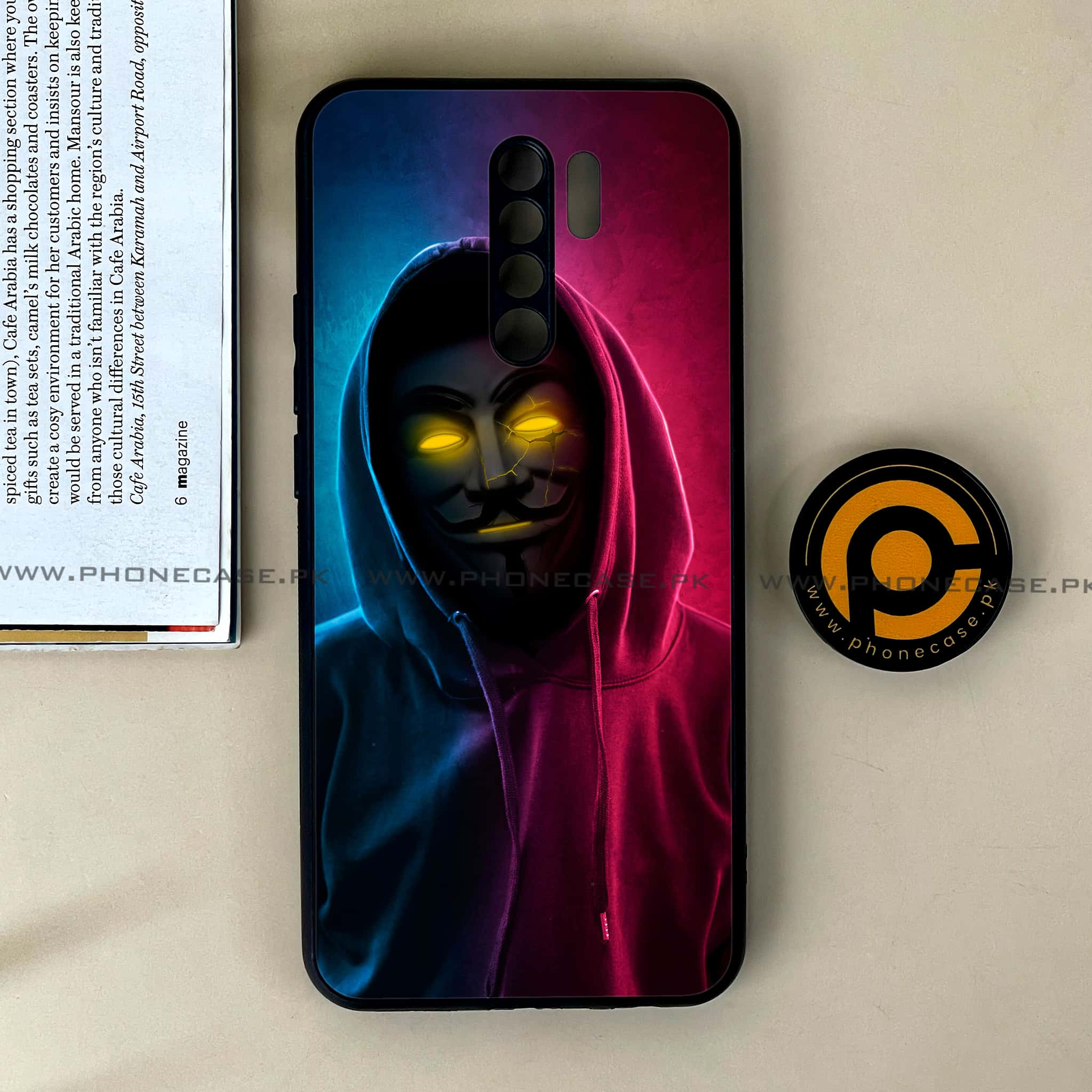 Xiaomi Redmi 9 - Anonymous 2.0 Series - Premium Printed Glass soft Bumper shock Proof Case