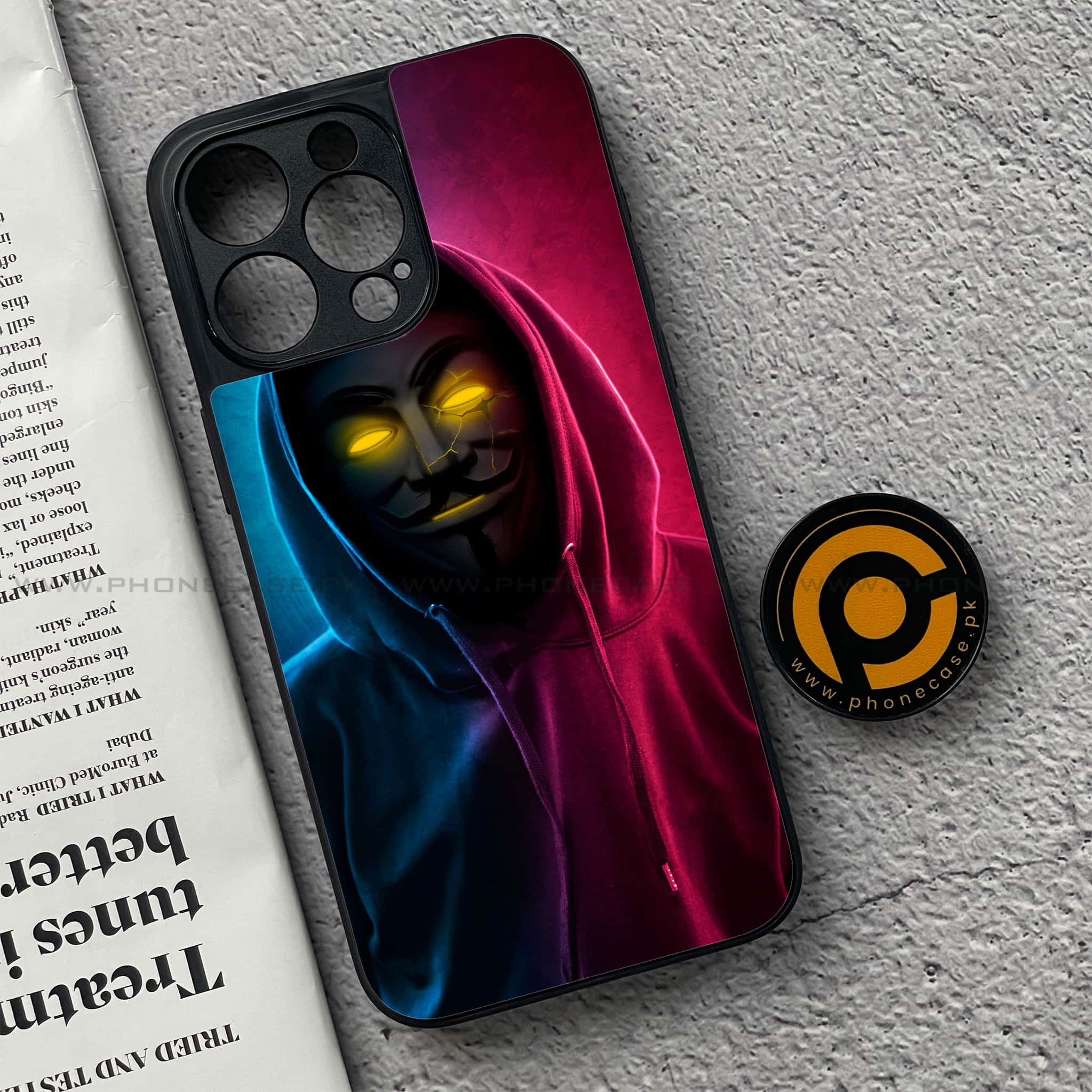 iPhone 15 Pro - Anonymous 2.0 Series - Premium Metal Printed soft Bumper shock Proof Case