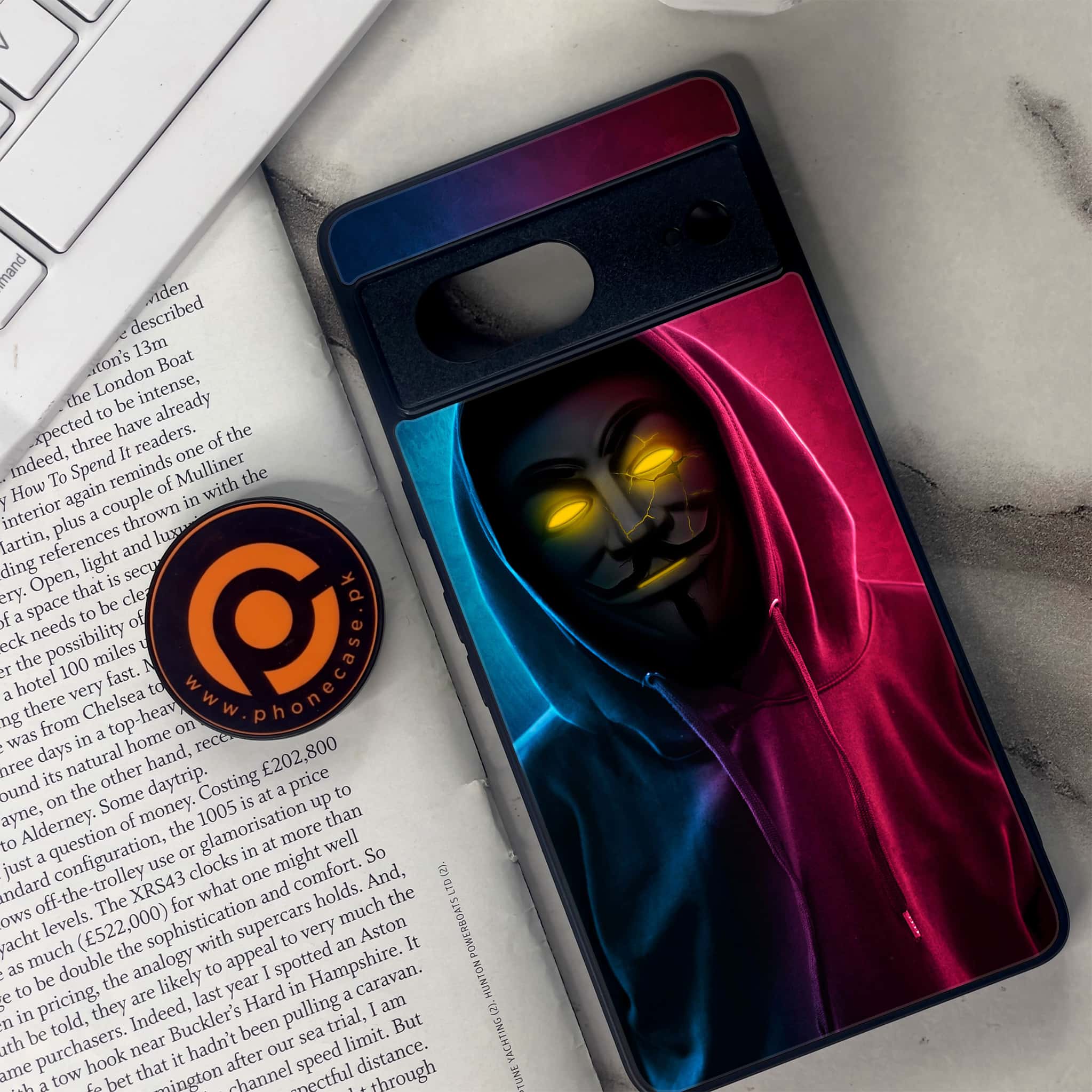 Google Pixel 7 - Anonymous 2.0 Series - Premium Metal Printed soft Bumper Shock Proof Case