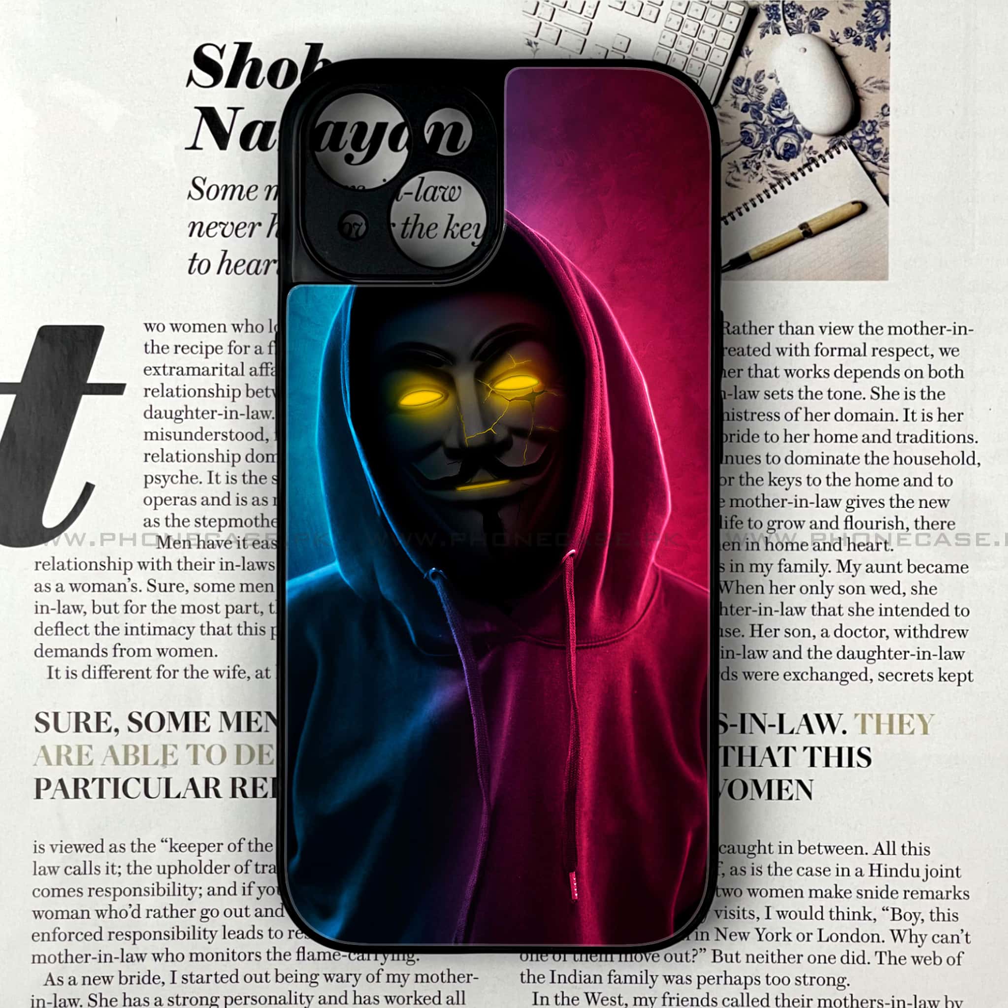 iPhone 13 - Anonymous 2.0 Series - Premium Printed Glass soft Bumper shock Proof Case