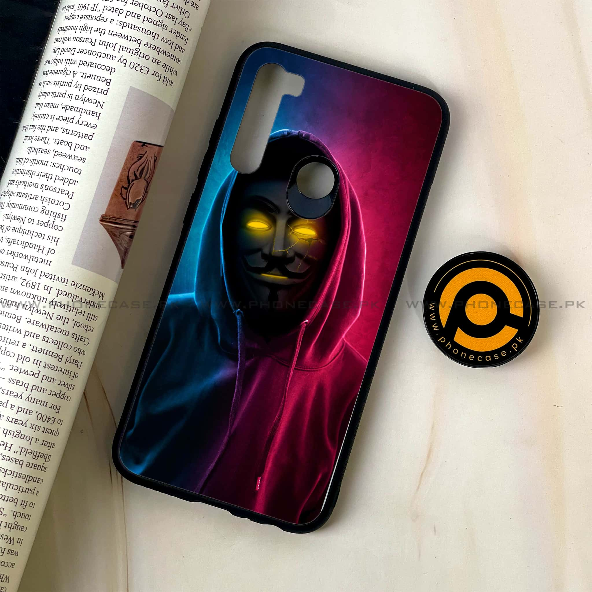 Redmi Note 8 - Anonymous 2.0 Series - Premium Printed Glass soft Bumper shock Proof Case