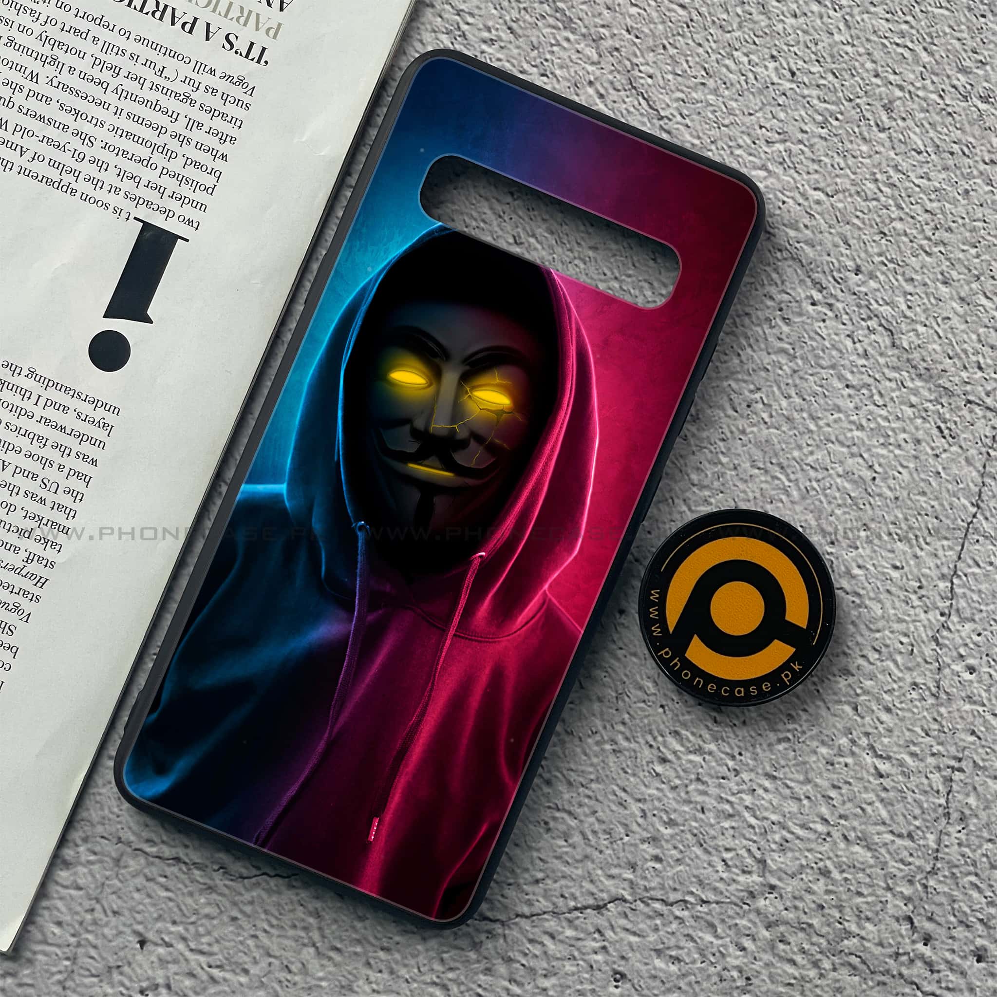 Samsung Galaxy S10 5G - Anonymous 2.0  Series - Premium Printed Glass soft Bumper shock Proof Case