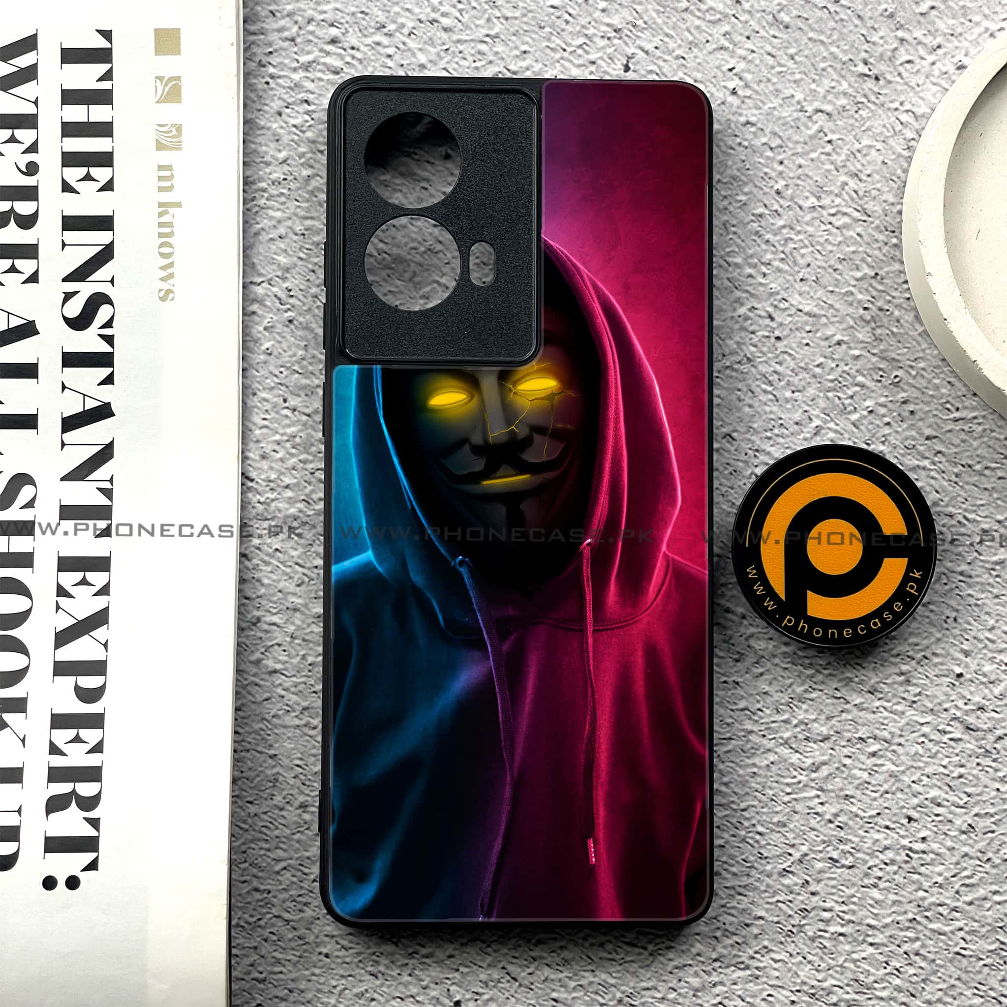 Moto G85 - Anonymous 2.0 Series - Premium Printed Glass soft Bumper shock Proof Case
