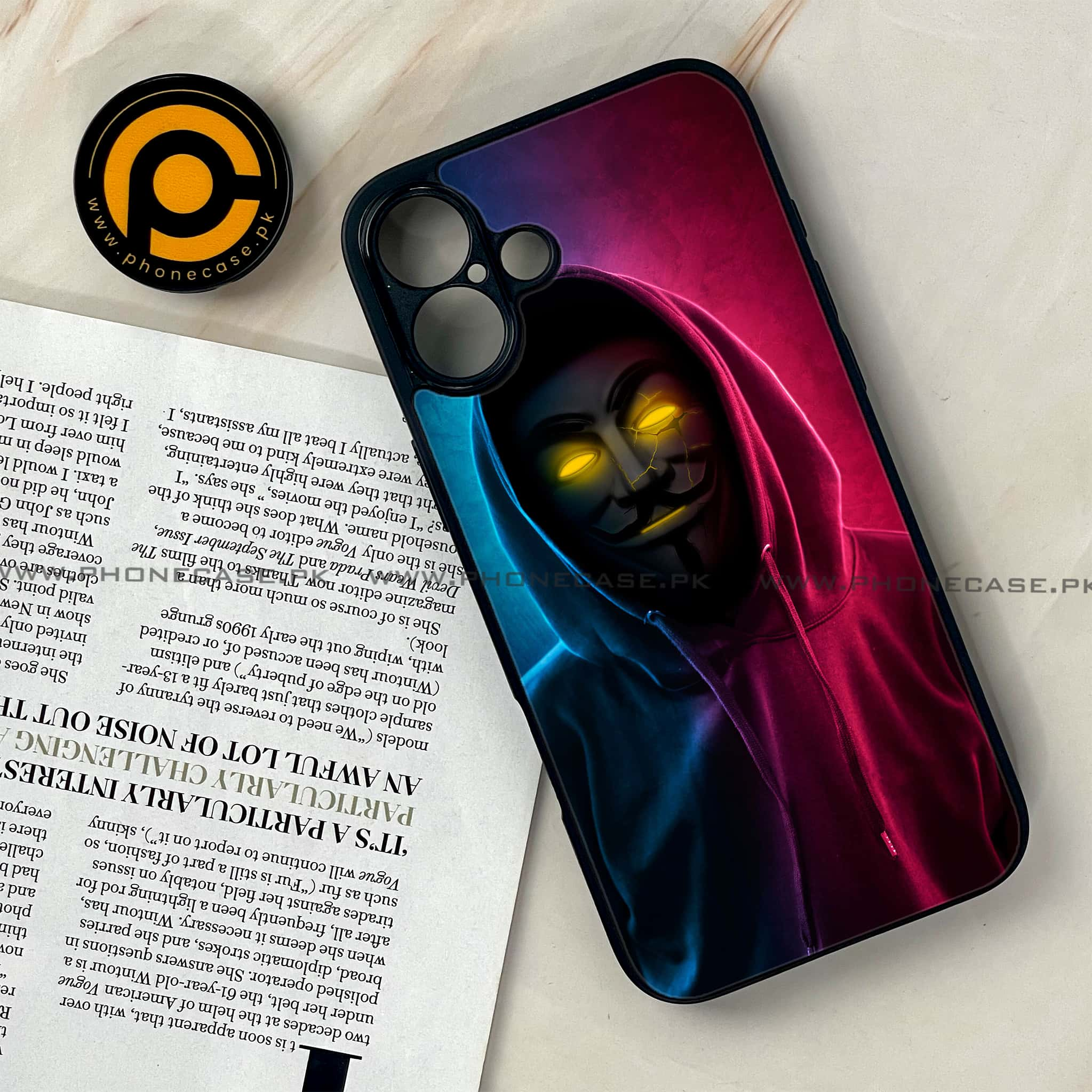 iPhone 16 Plus - Anonymous 2.0 Series - Premium Printed Glass soft Bumper shock Proof Case