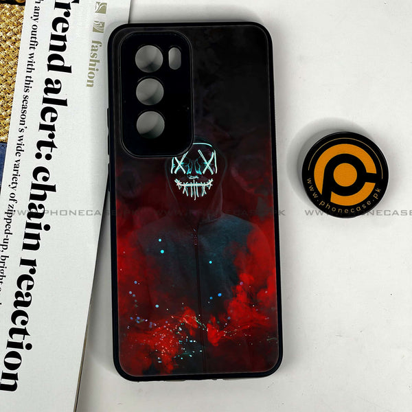 Oppo Reno 12 5G - Anonymous 2.0 Design 3 - Premium Printed Glass soft Bumper shock Proof Case CS-18161