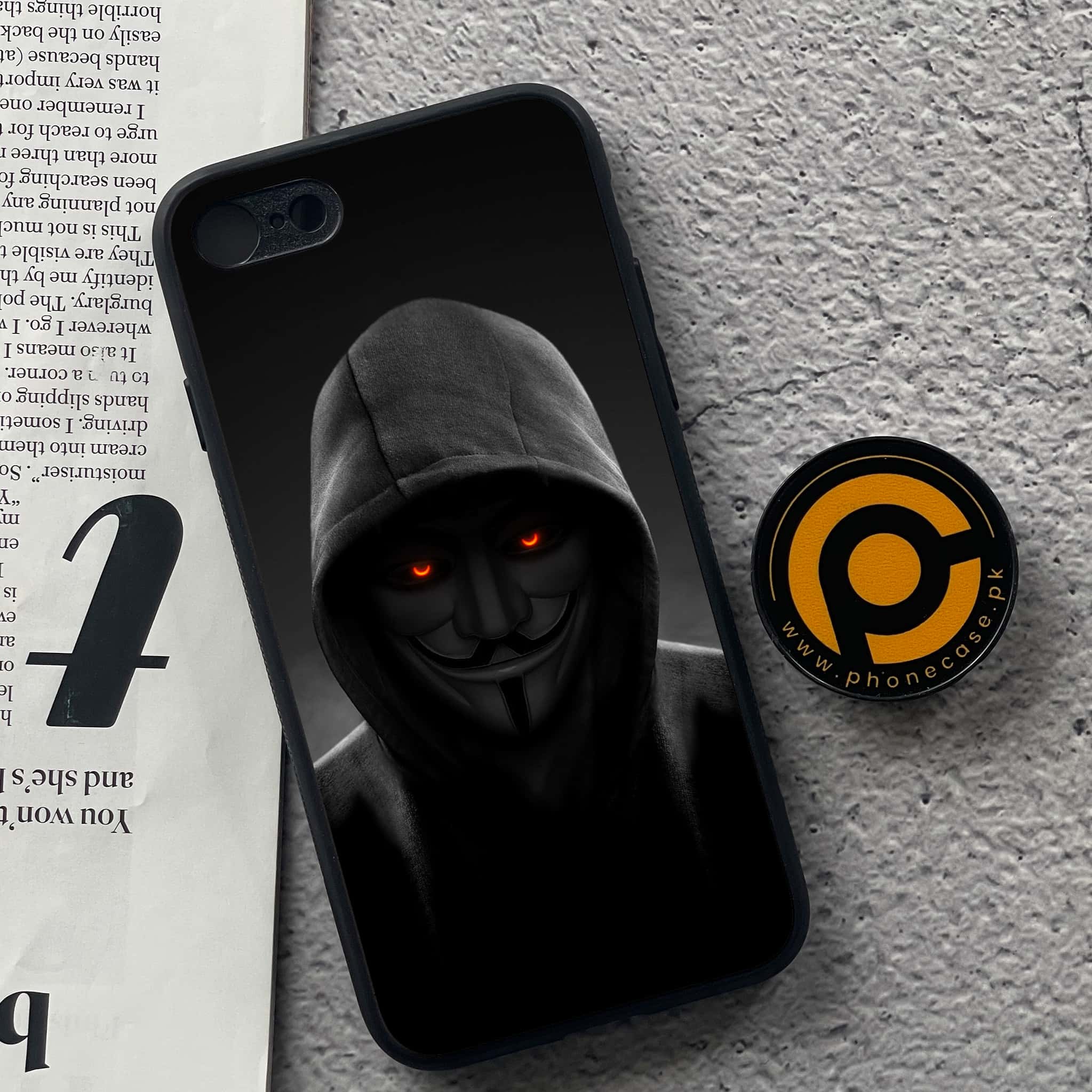 iPhone 7 / 8 - Anonymous 2.0 Series - Premium Printed Glass soft Bumper shock Proof Case