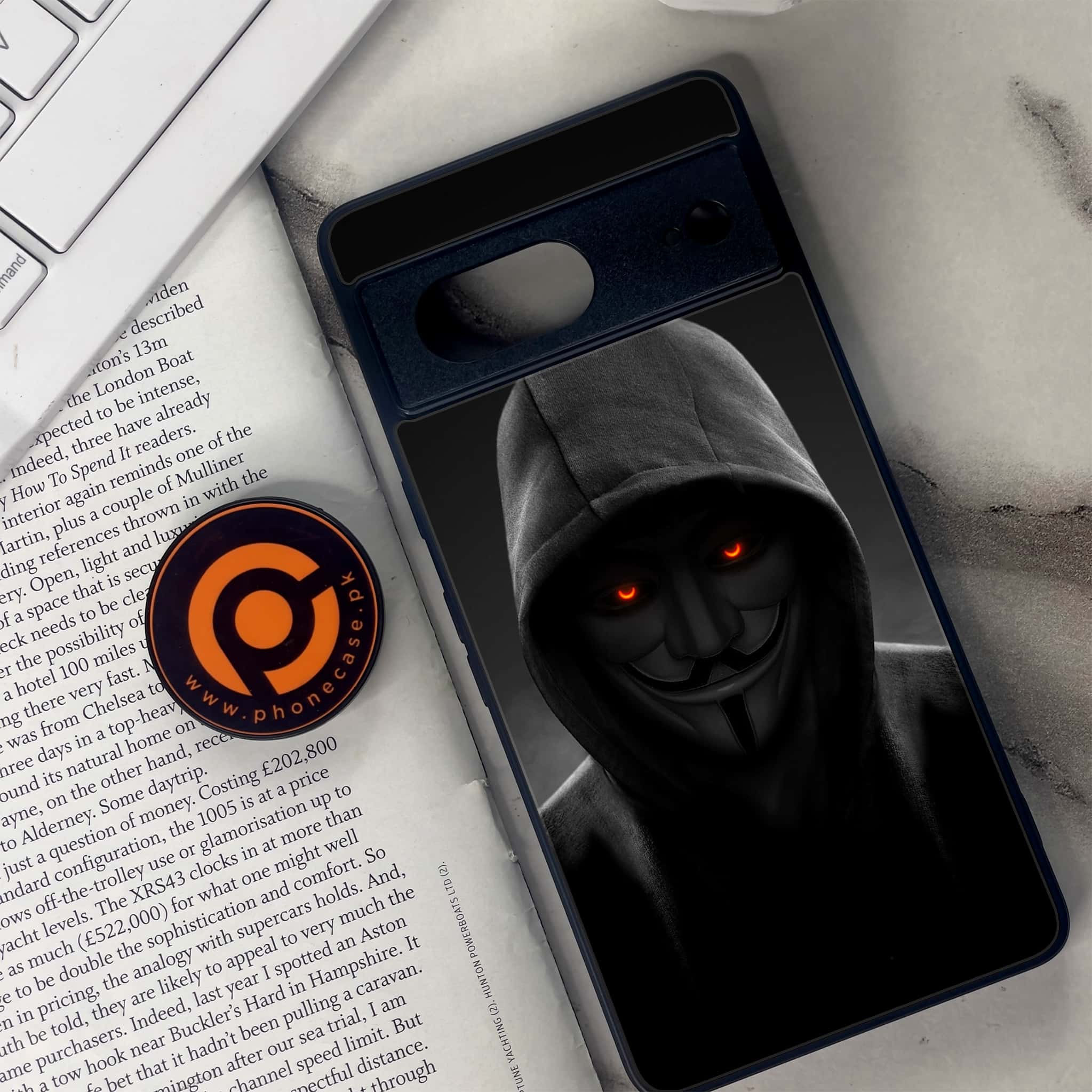 Google Pixel 7 - Anonymous 2.0 Series - Premium Metal Printed soft Bumper Shock Proof Case