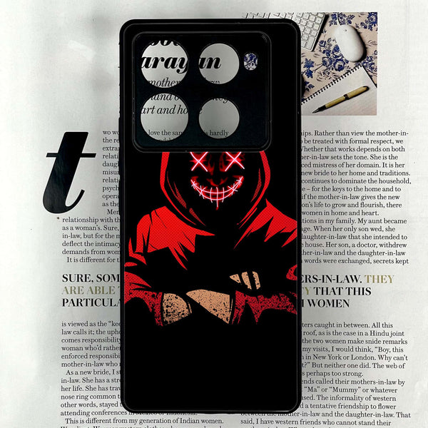 Infinix Note 40 Pro 4G -Anonymous 2.0  Design 5  - Premium Printed Glass soft Bumper shock Proof Case  CS-30717
