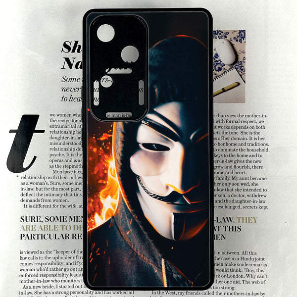 Vivo V30 - Anonymous 2.0 Series  Design 6 - Premium Printed Glass soft Bumper shock Proof Case  CS-18957