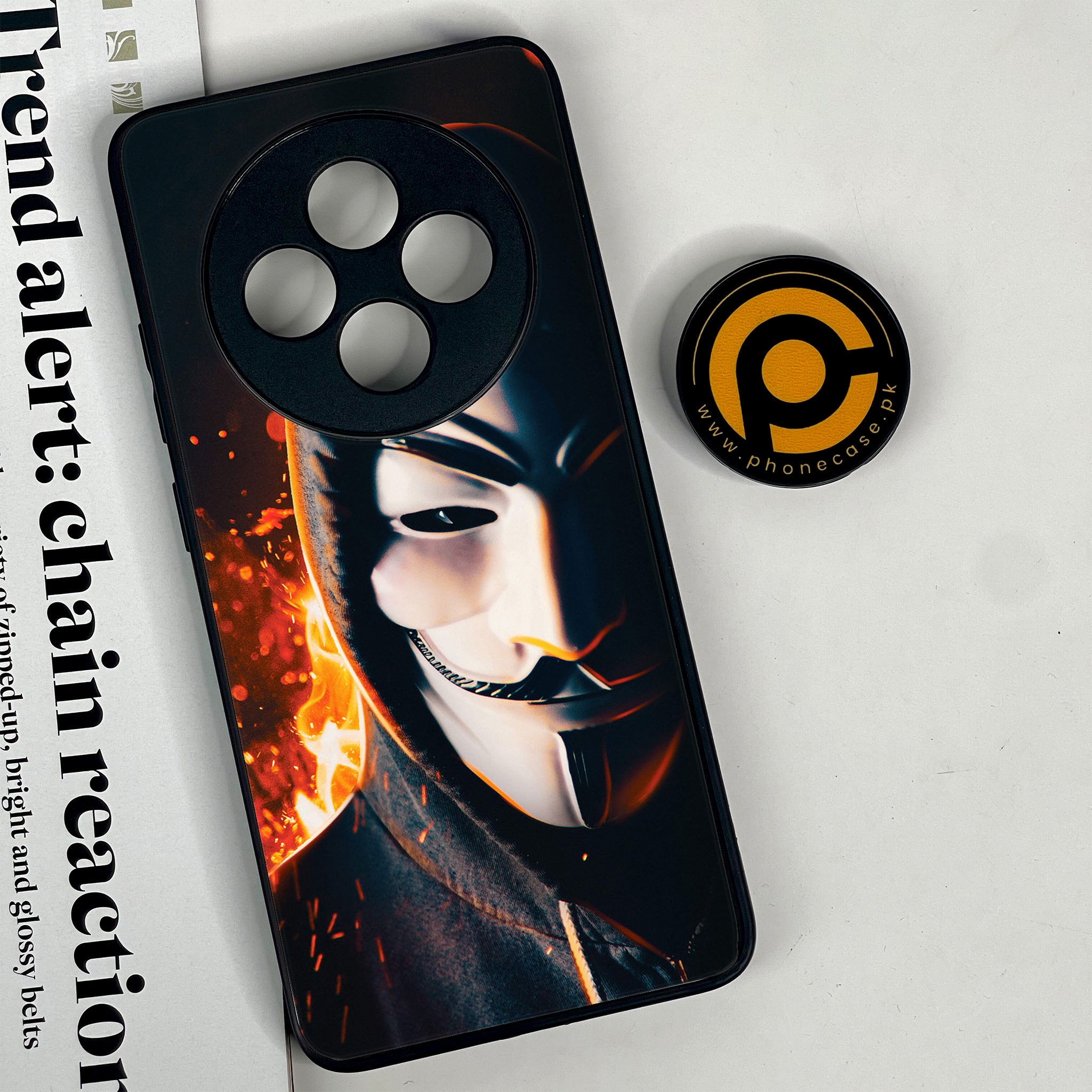Oppo Reno 12F 4G - Anonymous 2.0 Series - Premium Printed Glass soft Bumper shock Proof Case