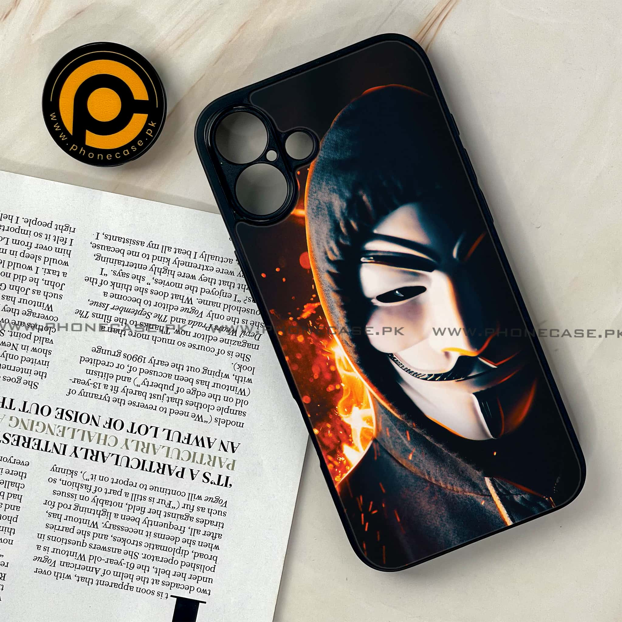 iPhone 16 - Anonymous 2.0 Series - Premium Printed Glass soft Bumper shock Proof Case