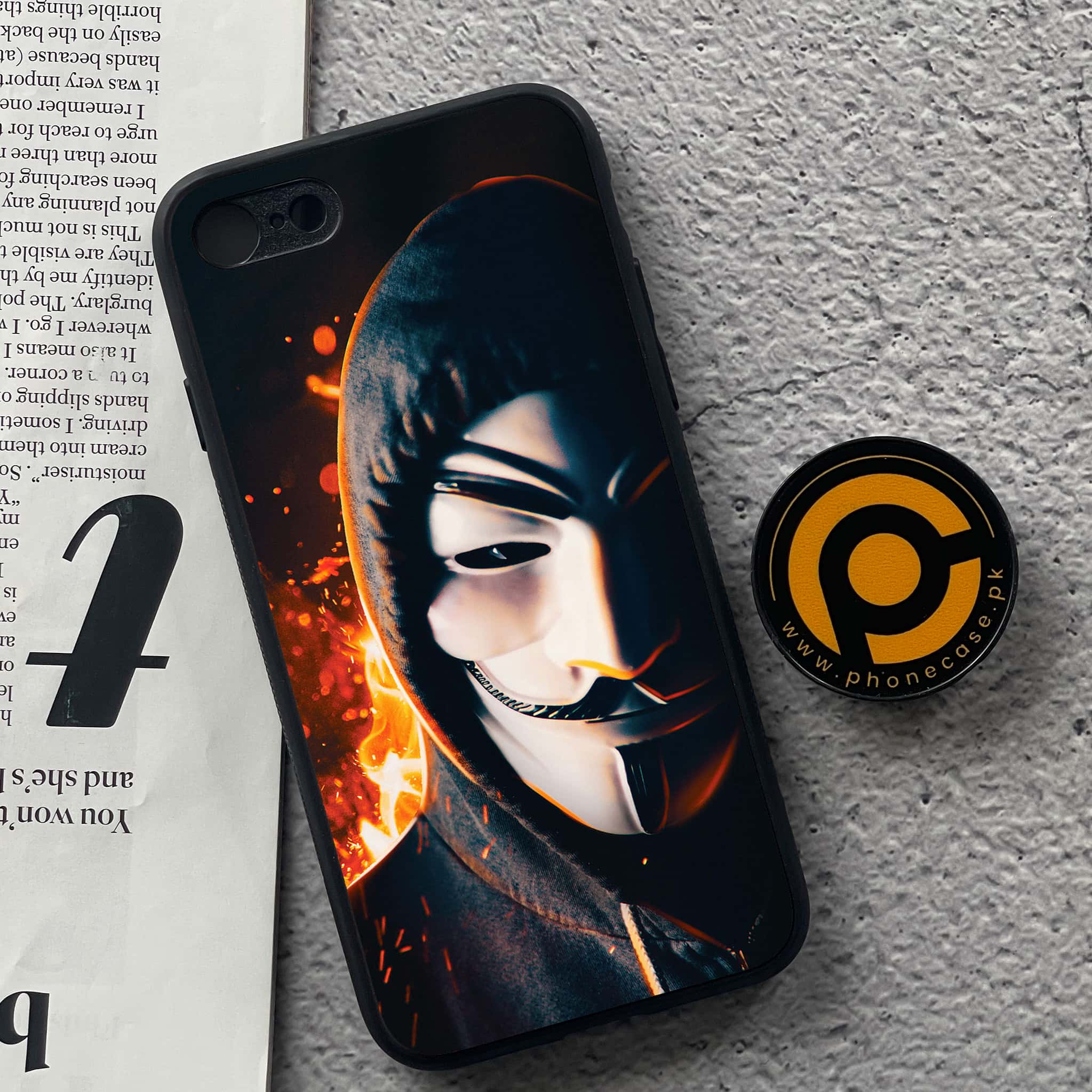 iPhone 7 / 8 - Anonymous 2.0 Series - Premium Printed Glass soft Bumper shock Proof Case