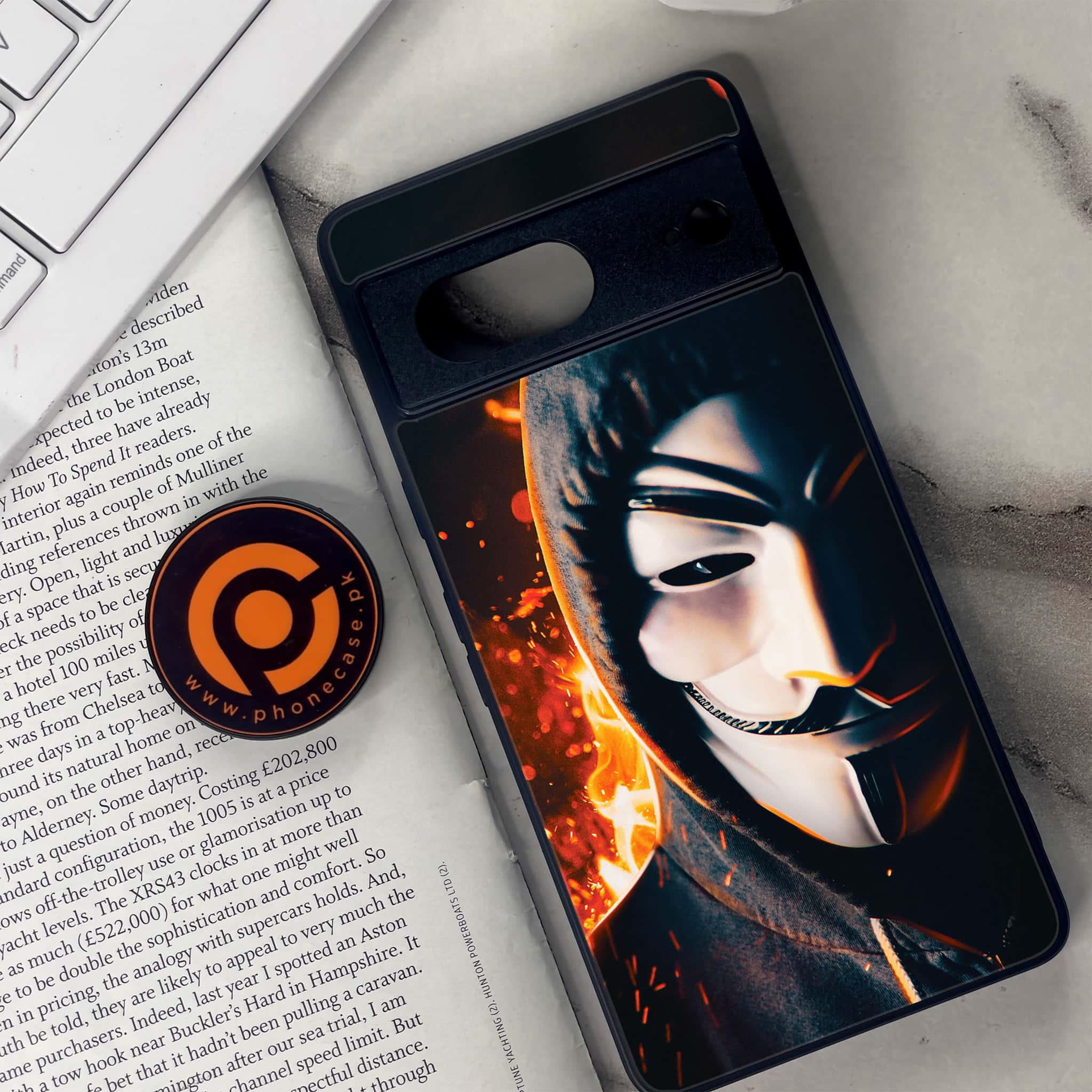 Google Pixel 7 - Anonymous 2.0 Series - Premium Metal Printed soft Bumper Shock Proof Case