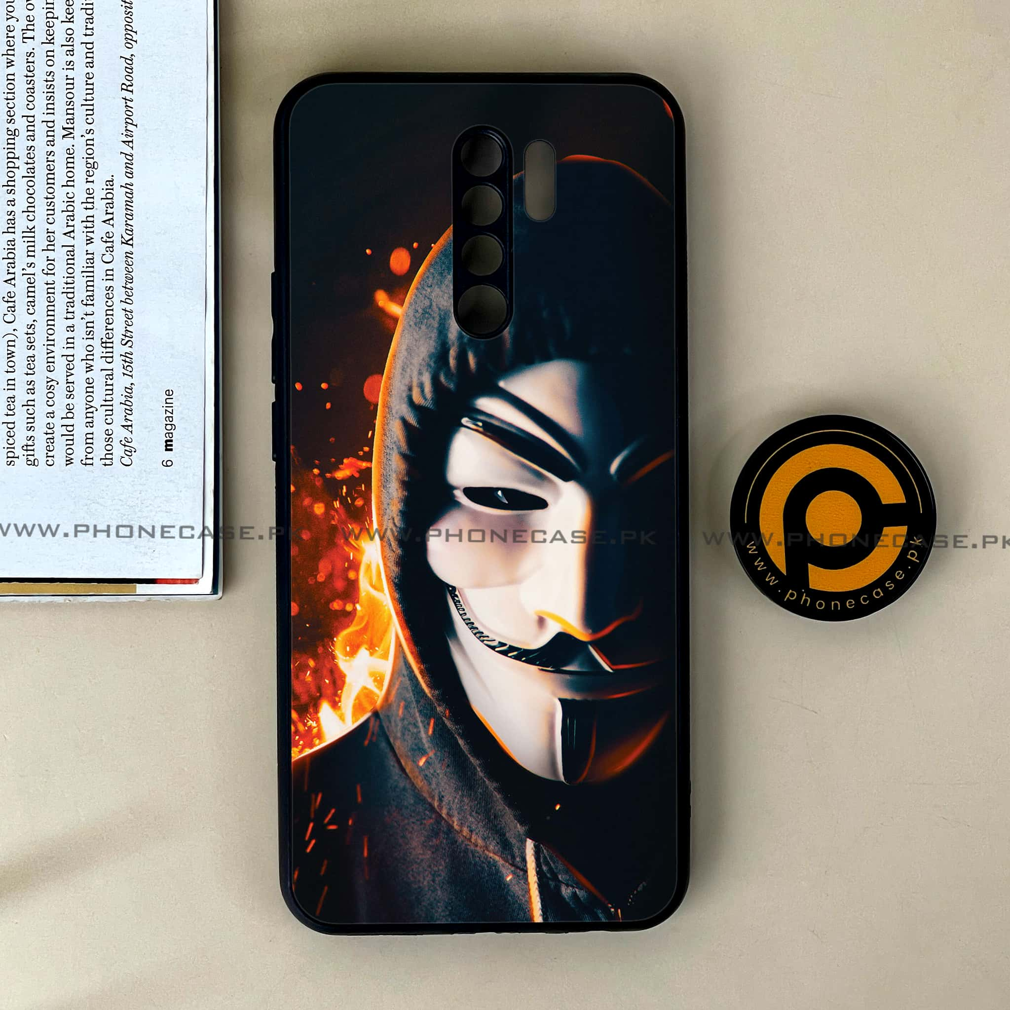 Xiaomi Redmi 9 - Anonymous 2.0 Series - Premium Printed Glass soft Bumper shock Proof Case