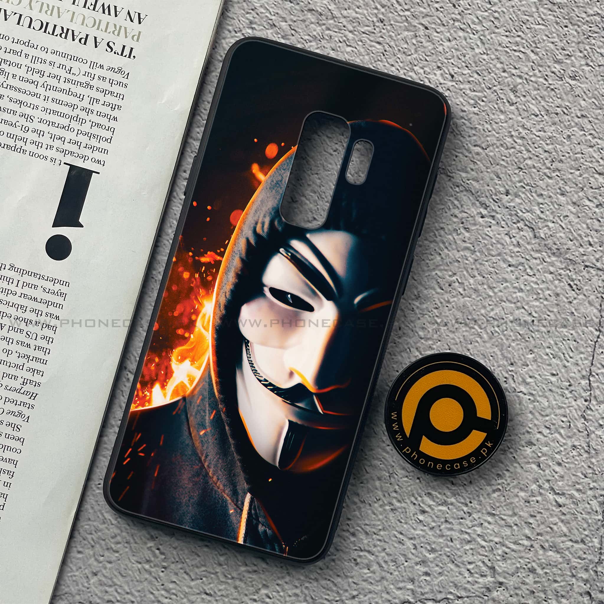 Samsung Galaxy S9 Plus - Anonymous 2.0 Series - Premium Printed Glass soft Bumper shock Proof Case