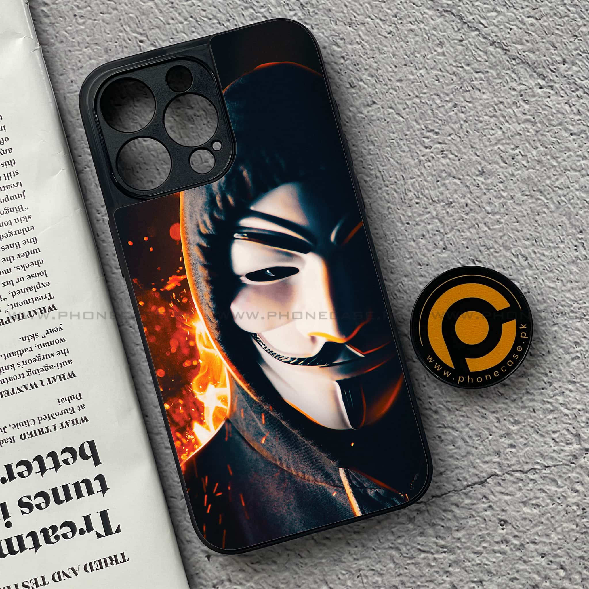 iPhone 15 Pro - Anonymous 2.0 Series - Premium Metal Printed soft Bumper shock Proof Case