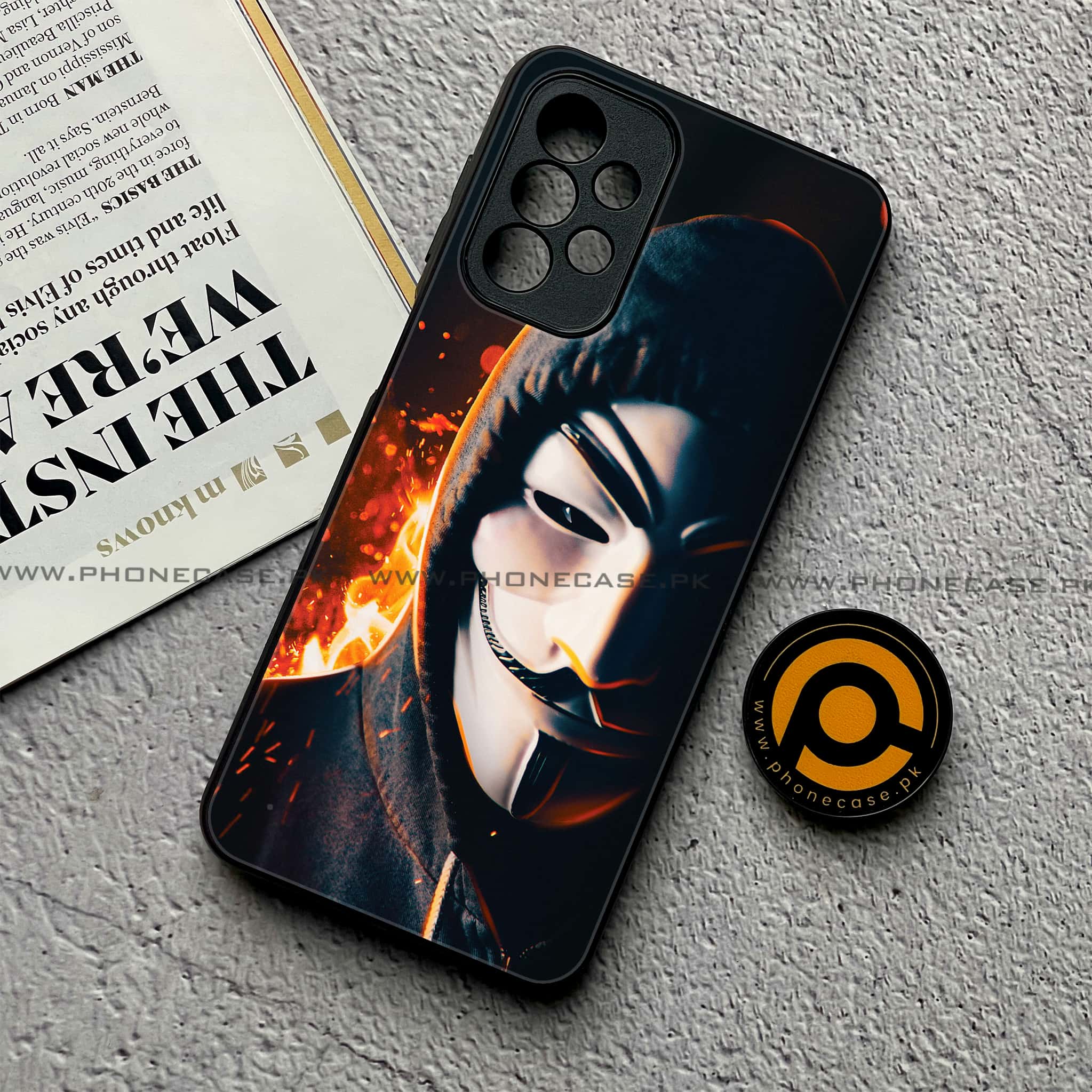 Samsung Galaxy A23  - Anonymous 2.0  Series - Premium Printed Glass soft Bumper shock Proof Case
