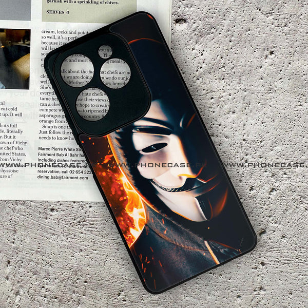 Tecno Spark 20 Pro - Anonymous 2.0  Design 6  Premium Printed Glass soft Bumper shock Proof Case CS-31012