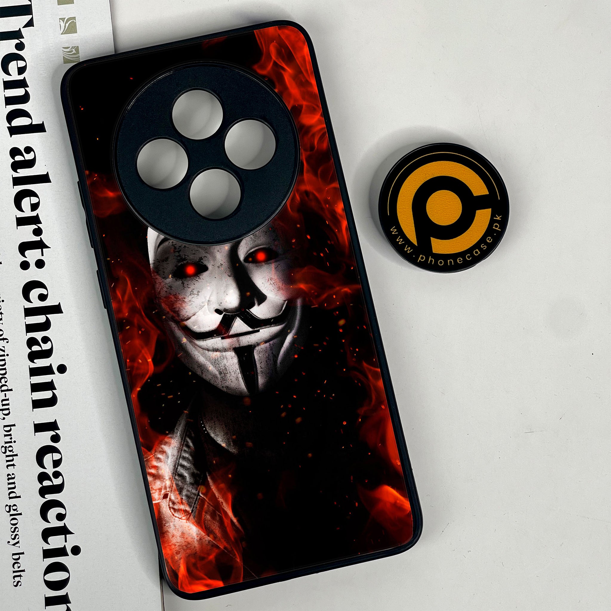 Oppo Reno 12F 4G - Anonymous 2.0 Series - Premium Printed Glass soft Bumper shock Proof Case