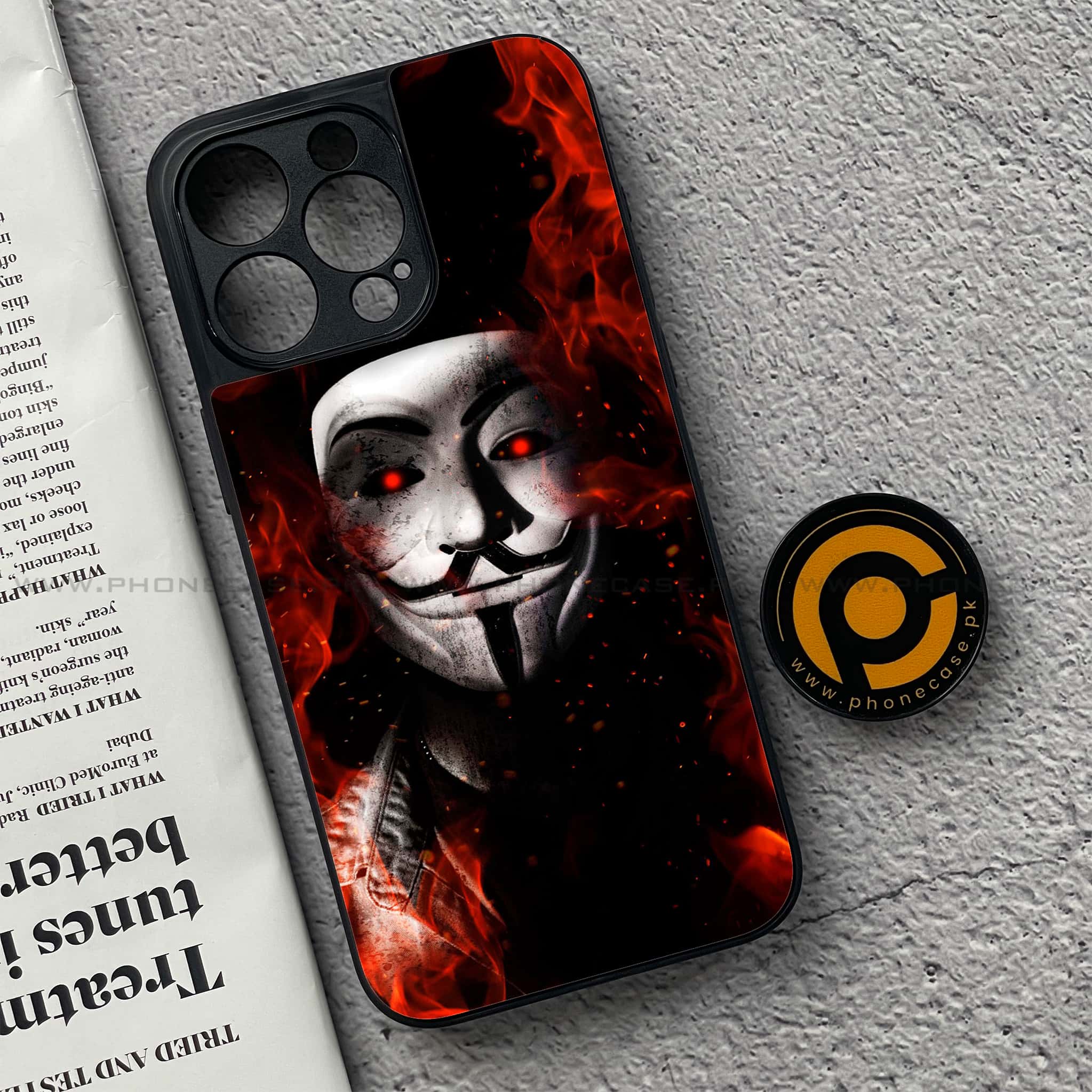 iPhone 15 Pro - Anonymous 2.0 Series - Premium Metal Printed soft Bumper shock Proof Case