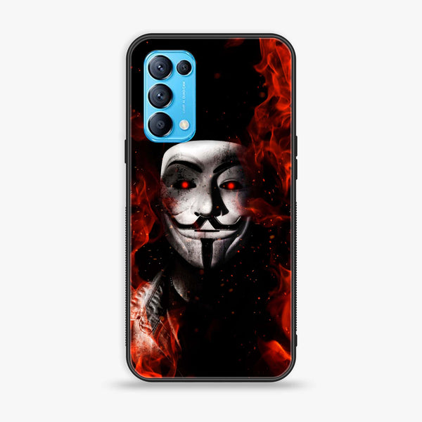 Oppo Reno 5 Anonymous 2.0 Design 7 Premium Printed Glass soft Bumper shock Proof Case CS-14627