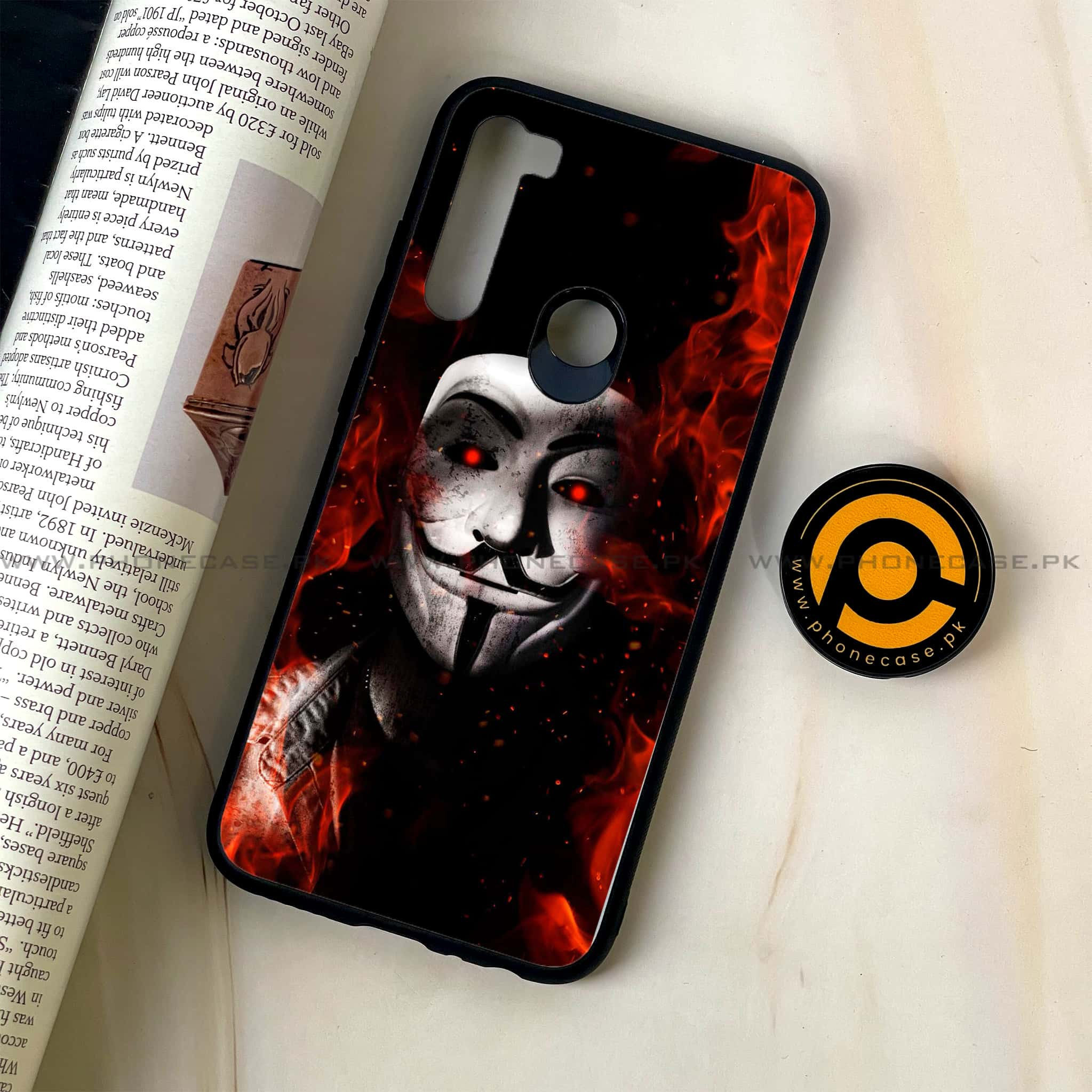 Redmi Note 8 - Anonymous 2.0 Series - Premium Printed Glass soft Bumper shock Proof Case