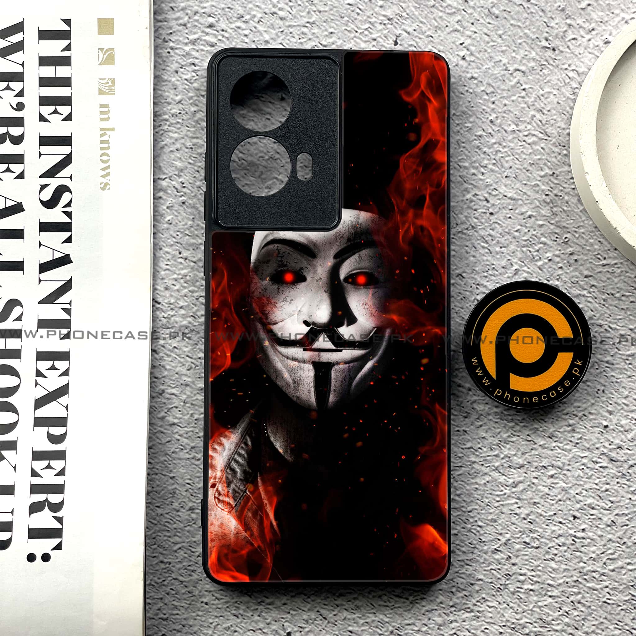 Moto G85 - Anonymous 2.0 Series - Premium Printed Glass soft Bumper shock Proof Case