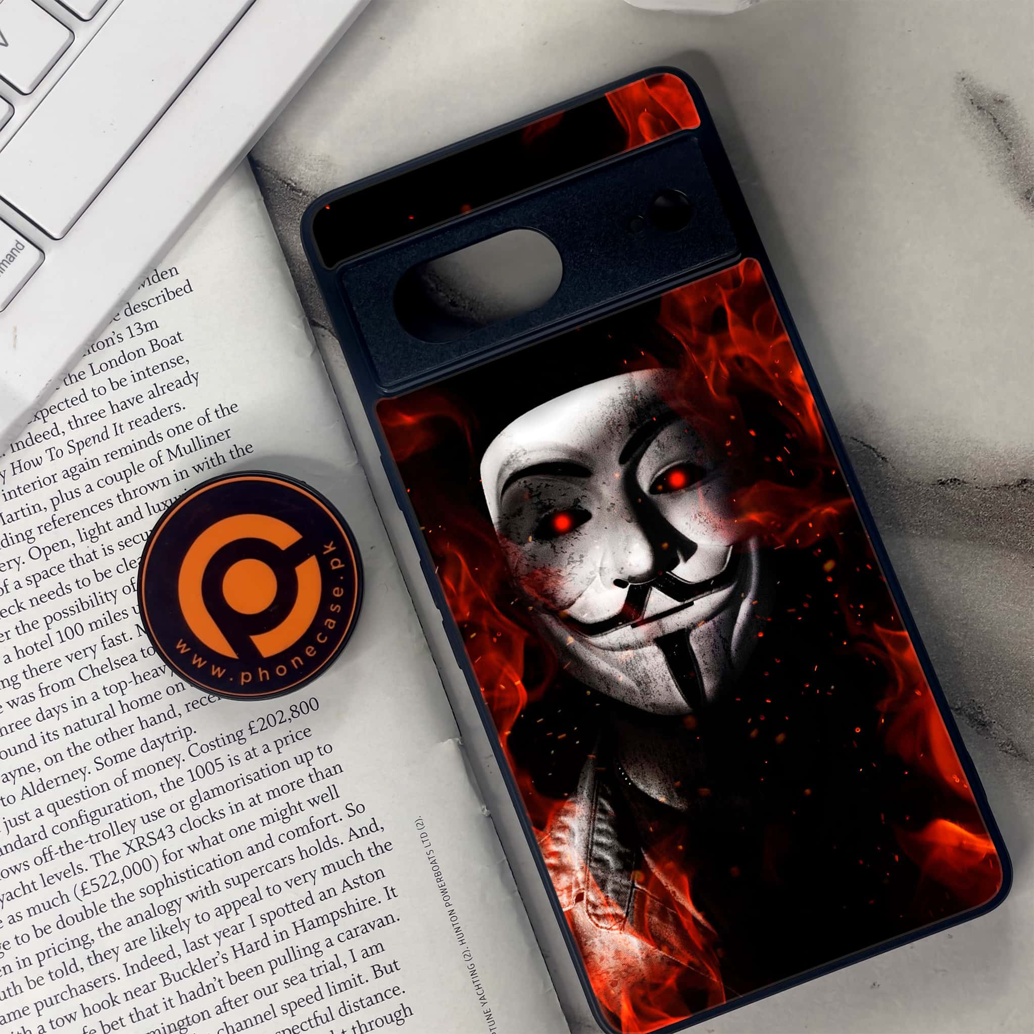 Google Pixel 7 - Anonymous 2.0 Series - Premium Metal Printed soft Bumper Shock Proof Case