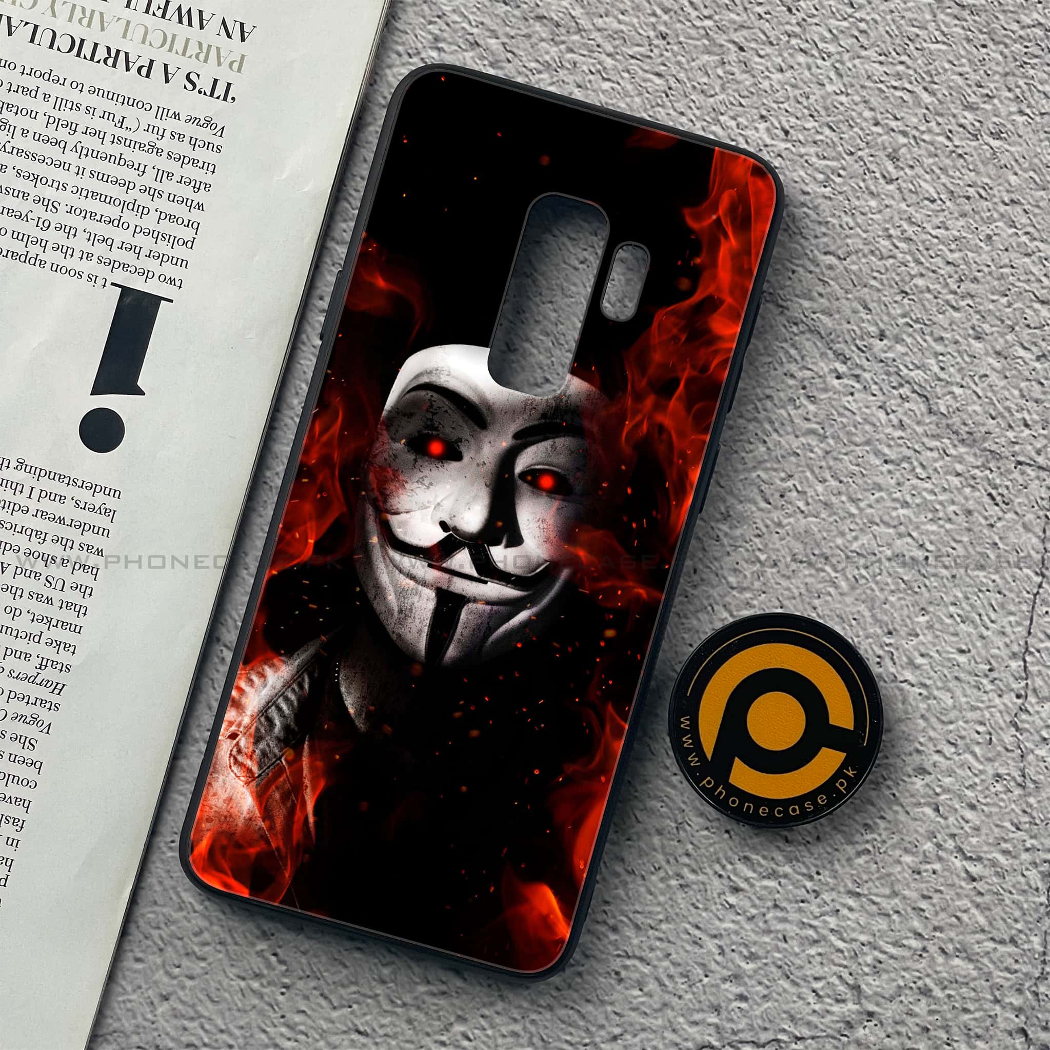 Samsung Galaxy S9 Plus - Anonymous 2.0 Series - Premium Printed Glass soft Bumper shock Proof Case