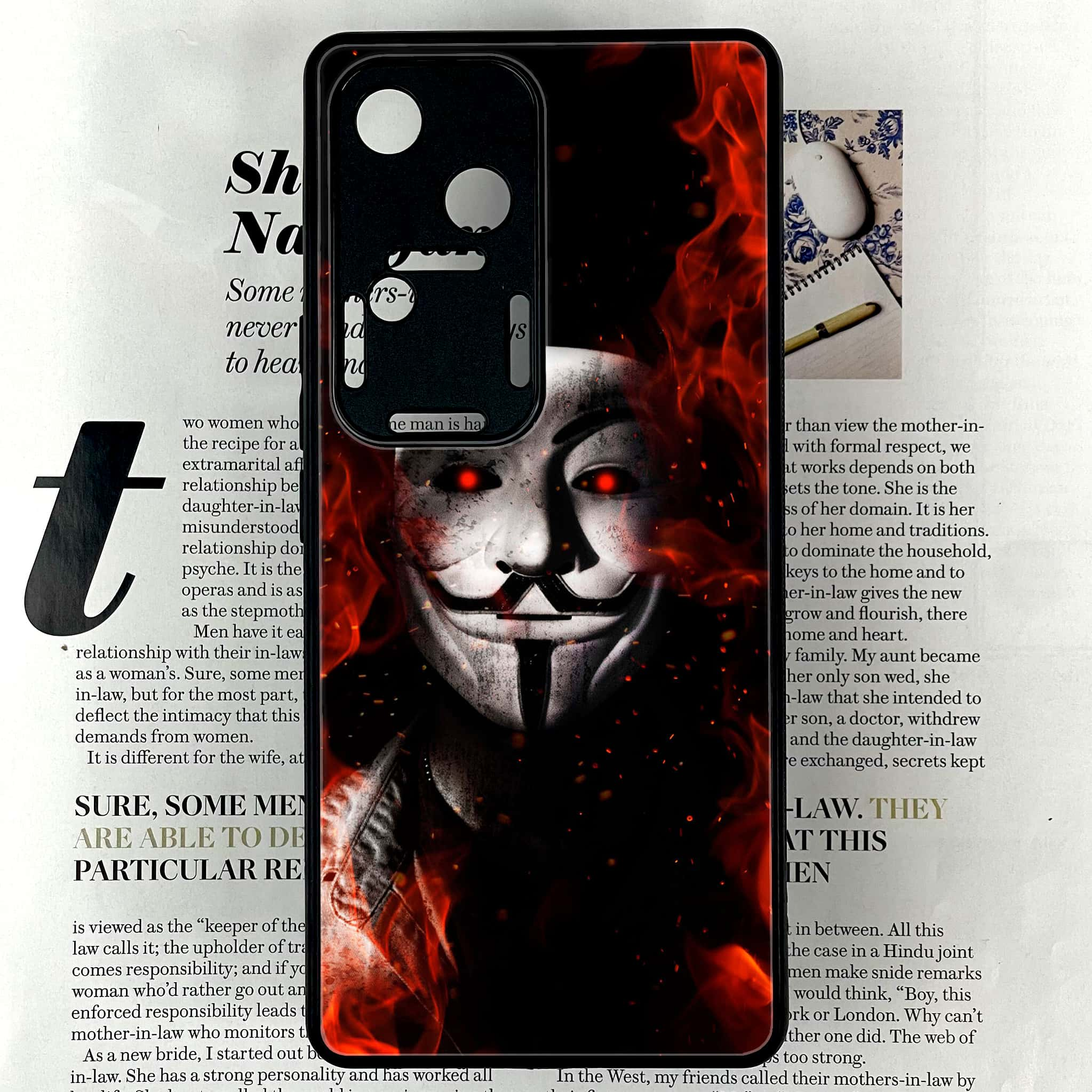 Vivo V30 - Anonymous 2.0 Series - Premium Printed Glass soft Bumper shock Proof Case