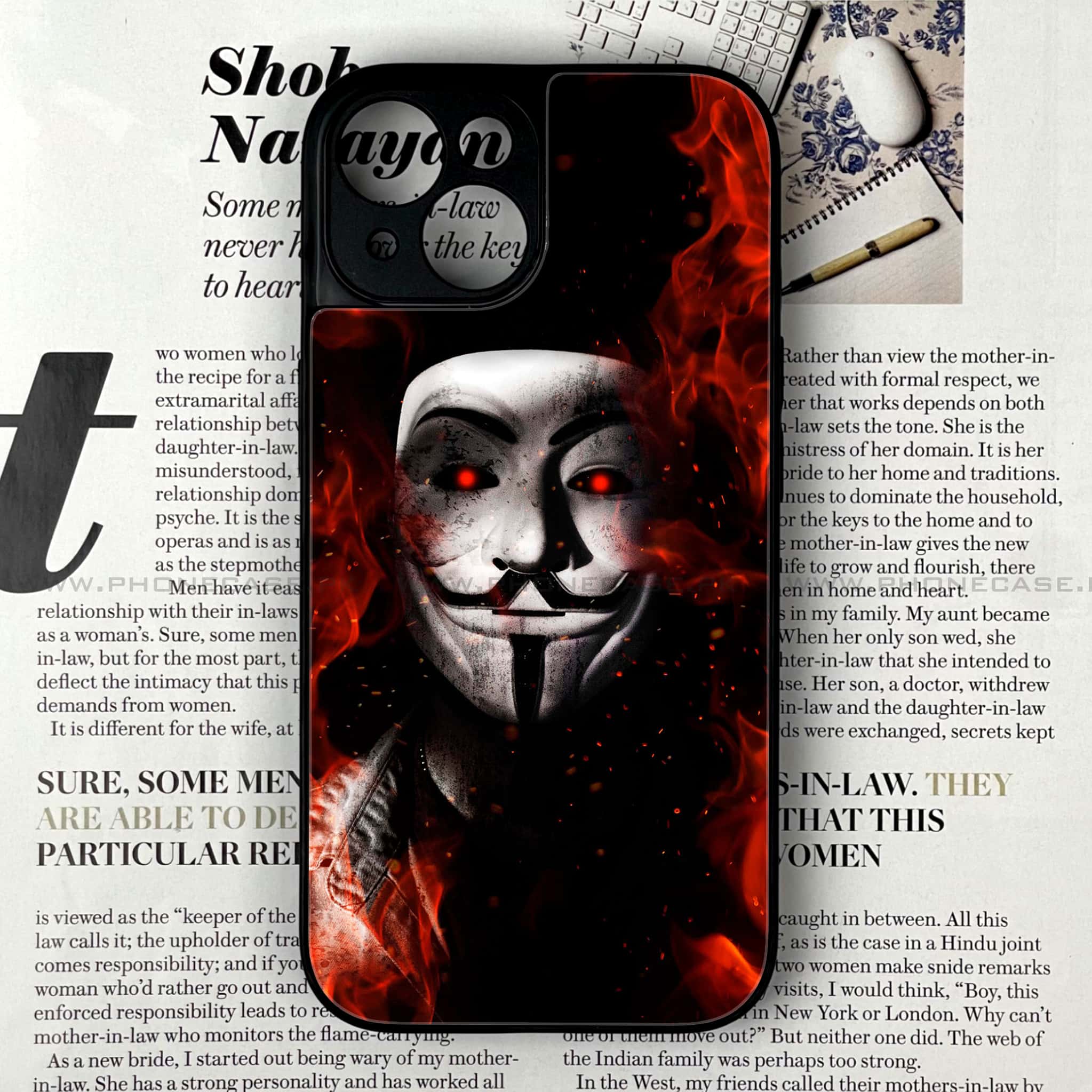 iPhone 15 - Anonymous 2.0 Series - Premium Printed Glass soft Bumper shock Proof Case