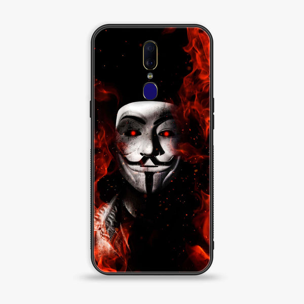 Oppo F11 - Anonymous 2.0 Design 7  - Premium Printed Glass soft Bumper shock Proof Case CS-30870