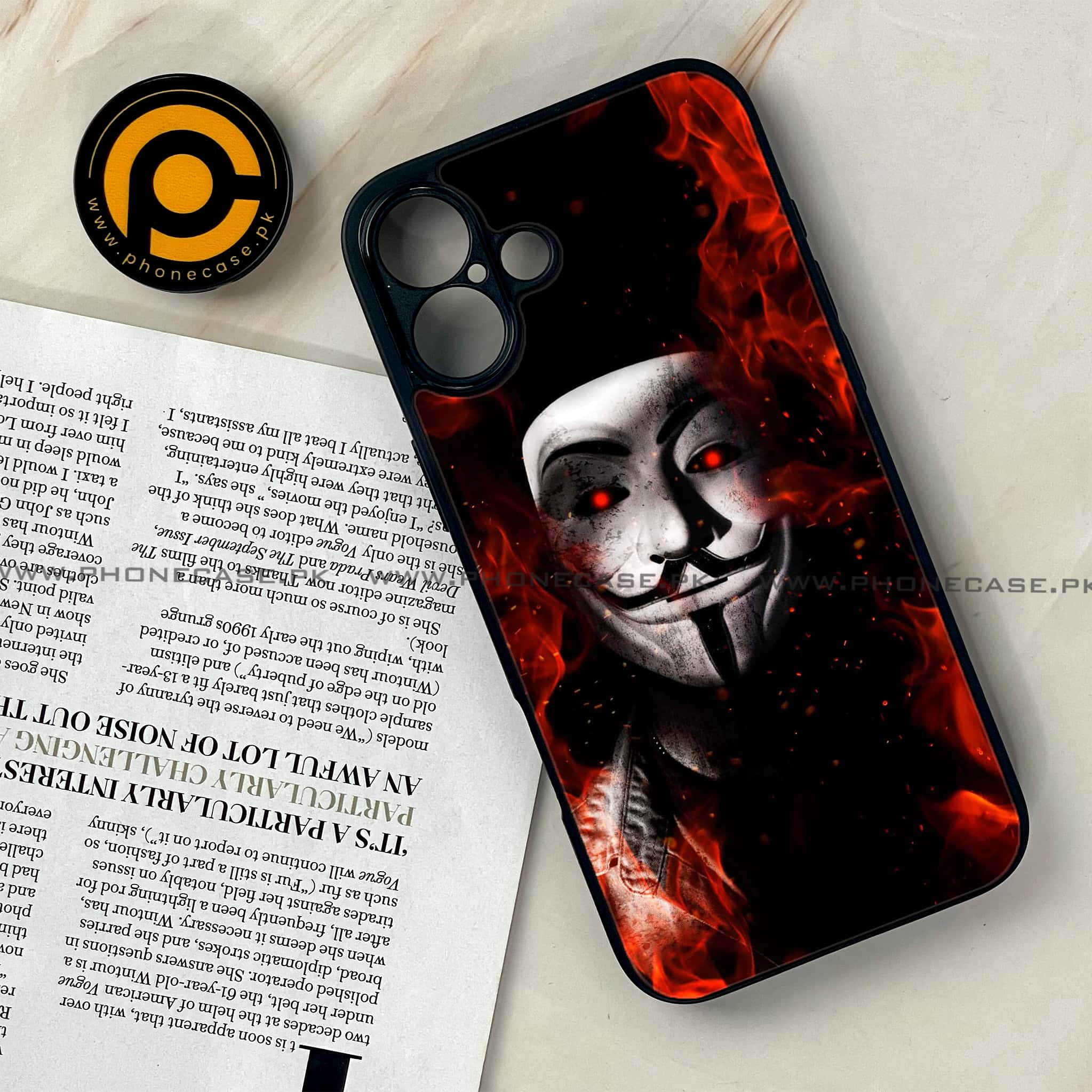 iPhone 16 - Anonymous 2.0 Series - Premium Printed Glass soft Bumper shock Proof Case