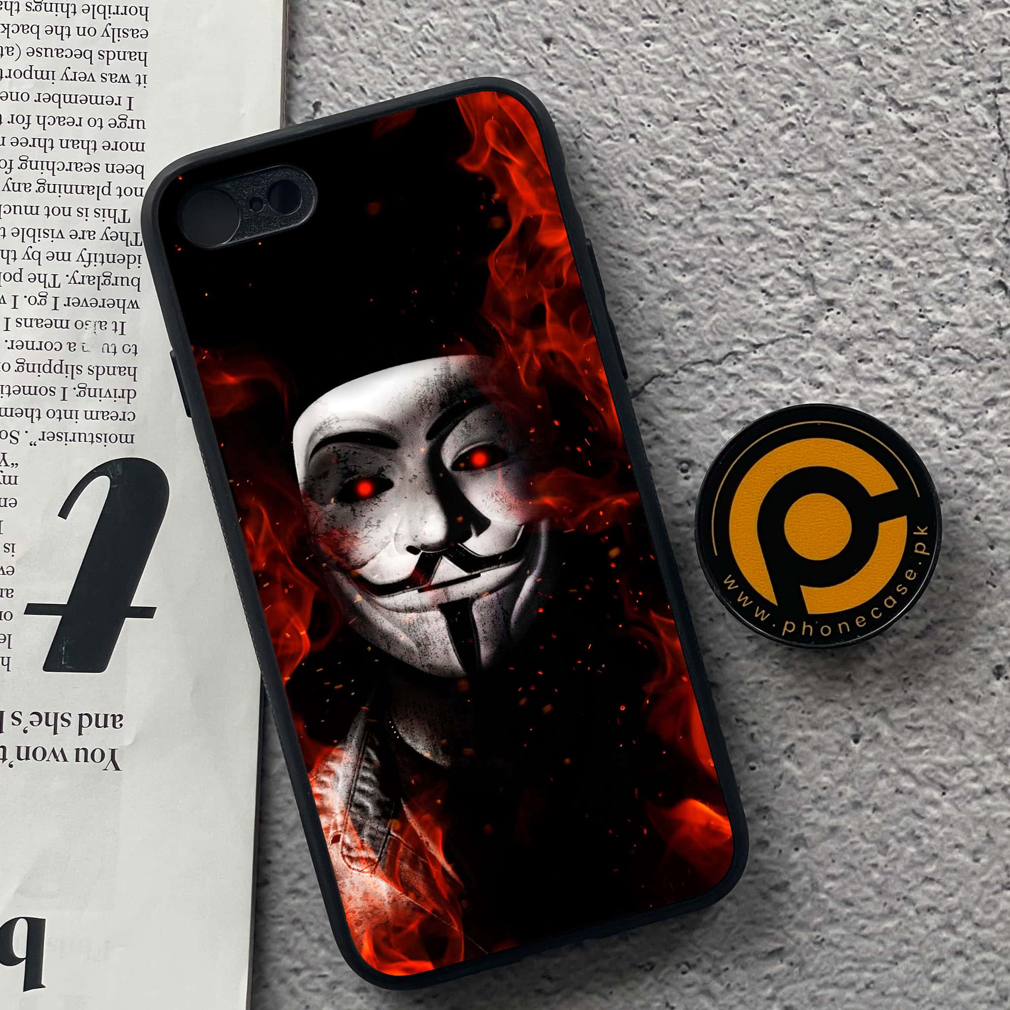 iPhone 7 / 8 - Anonymous 2.0 Series - Premium Printed Glass soft Bumper shock Proof Case