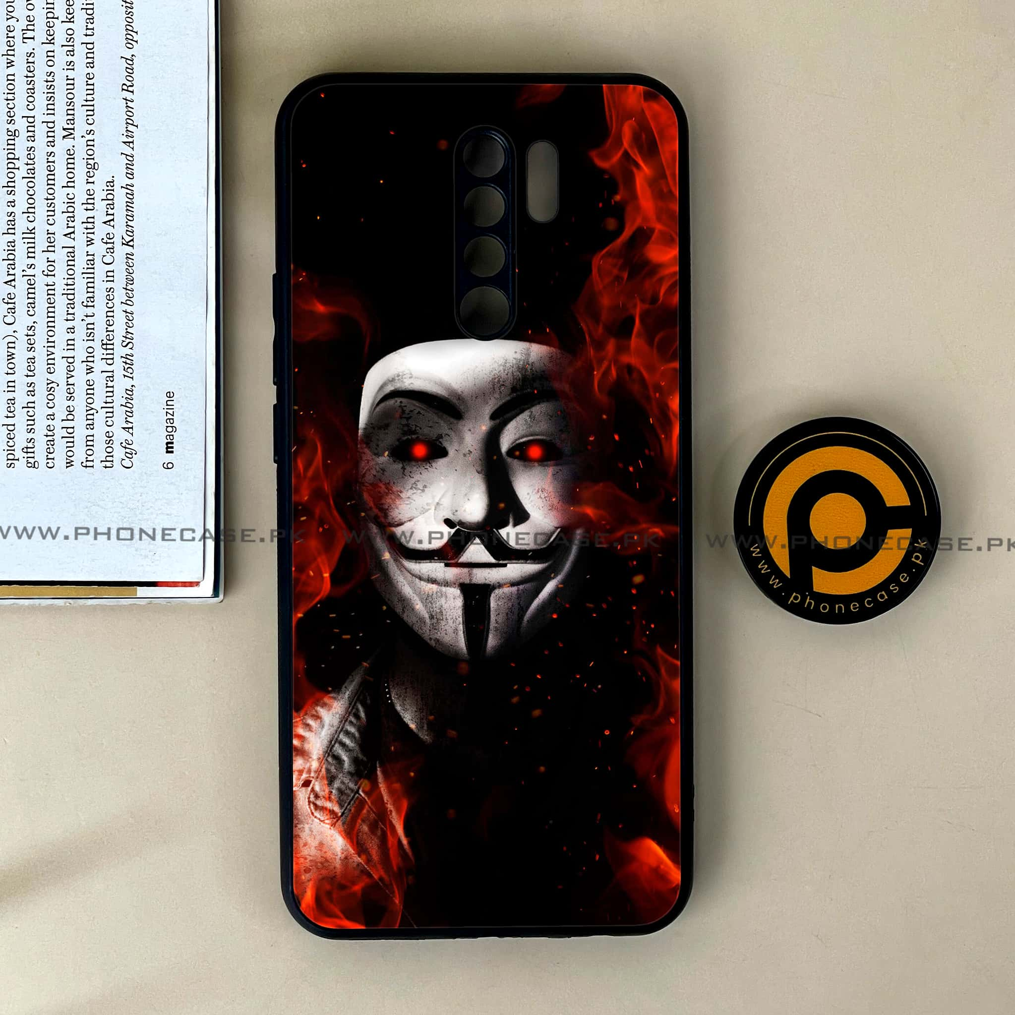 Xiaomi Redmi 9 - Anonymous 2.0 Series - Premium Printed Glass soft Bumper shock Proof Case