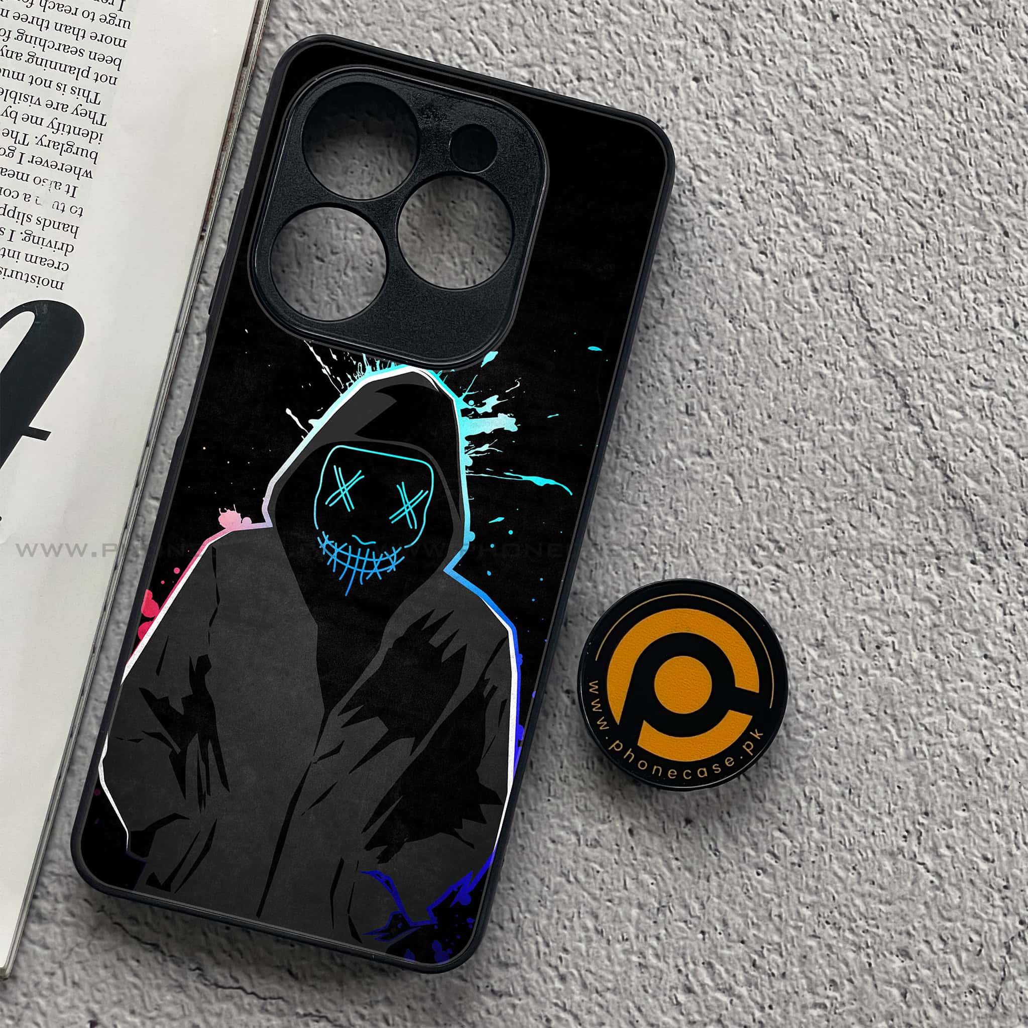 Tecno Spark 20C - Anonymous 2.0 Series - Premium Printed Glass soft Bumper shock Proof Case
