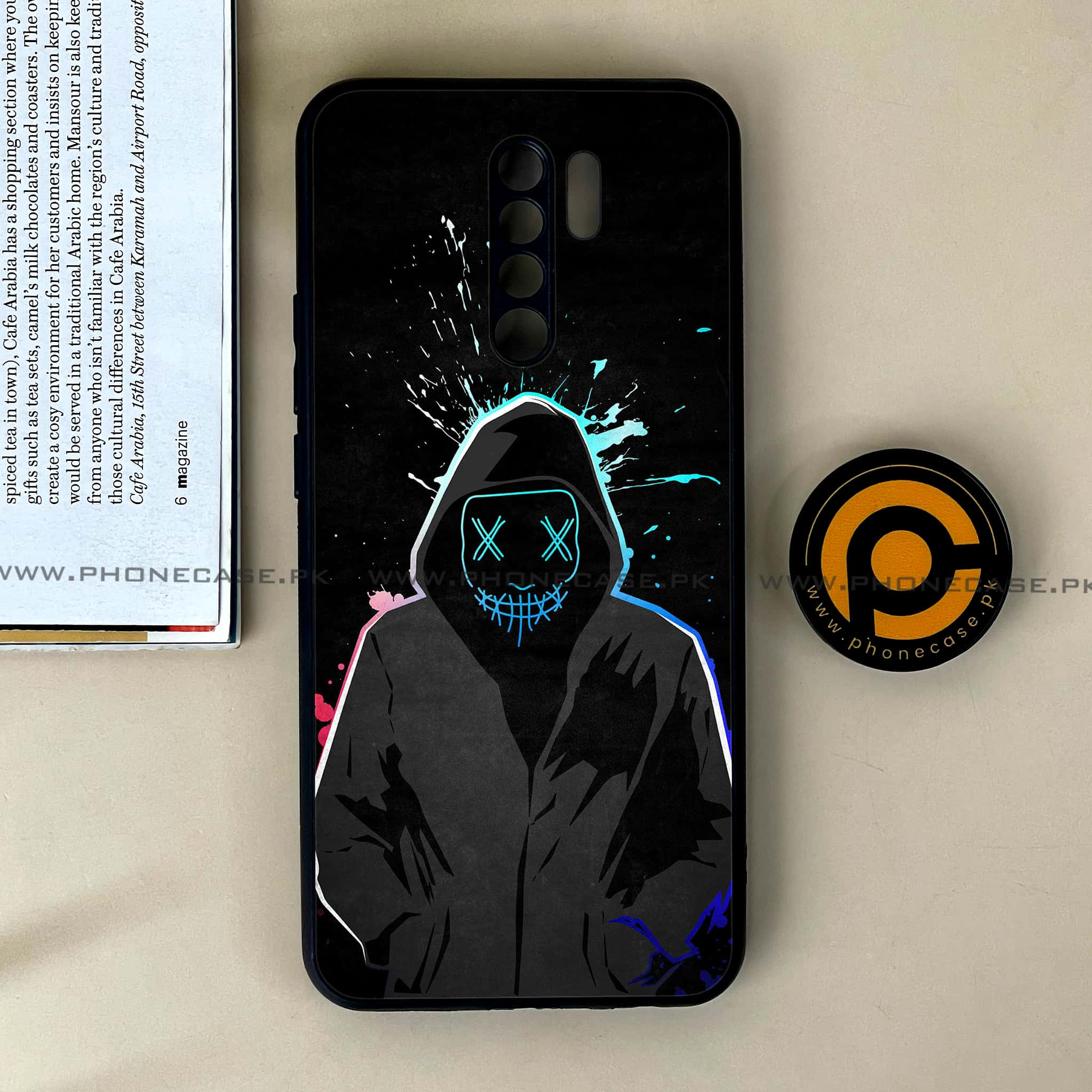 Xiaomi Redmi 9 - Anonymous 2.0 Series - Premium Printed Glass soft Bumper shock Proof Case