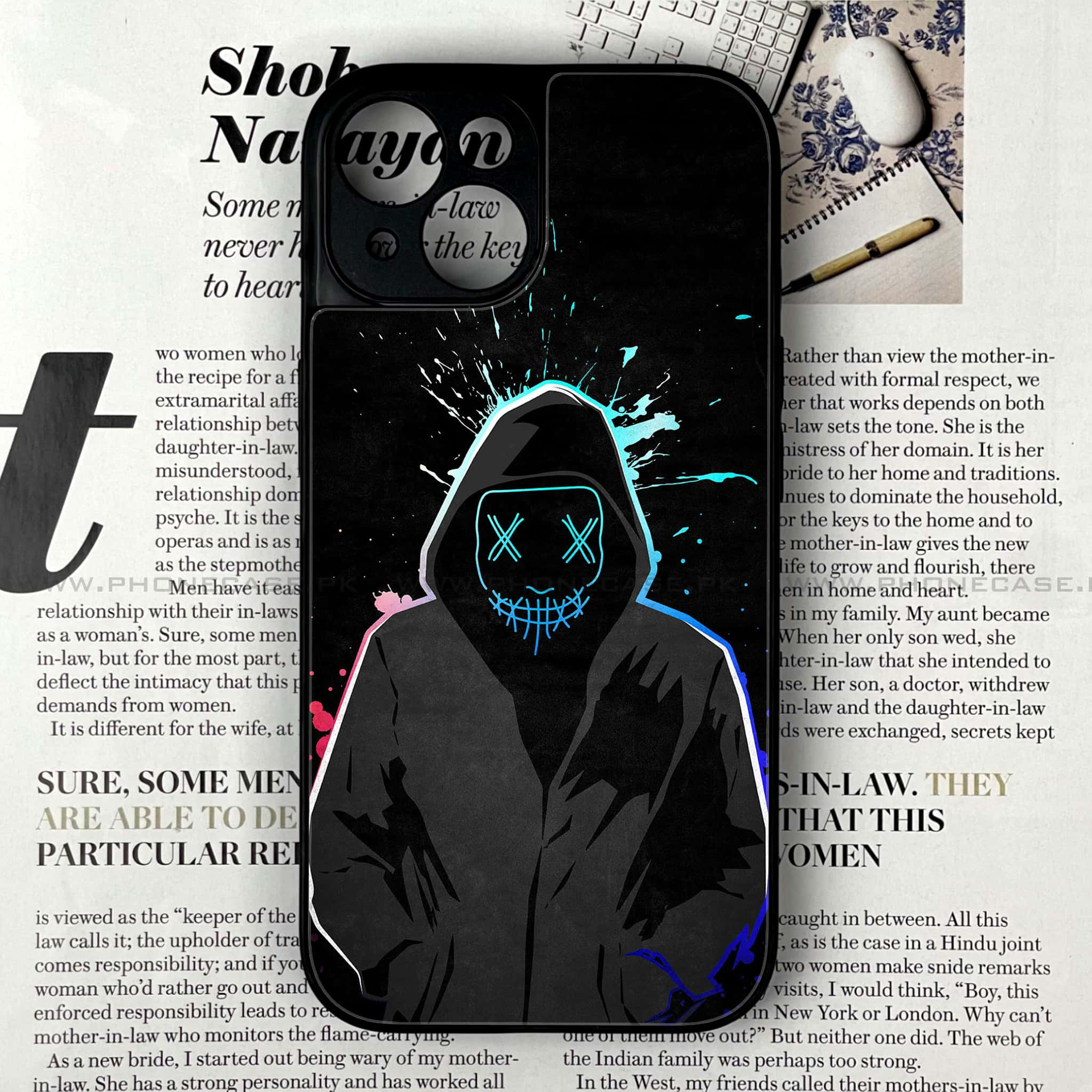 iPhone 14 - Anonymous 2.0 Series - Premium Printed Glass soft Bumper shock Proof Case