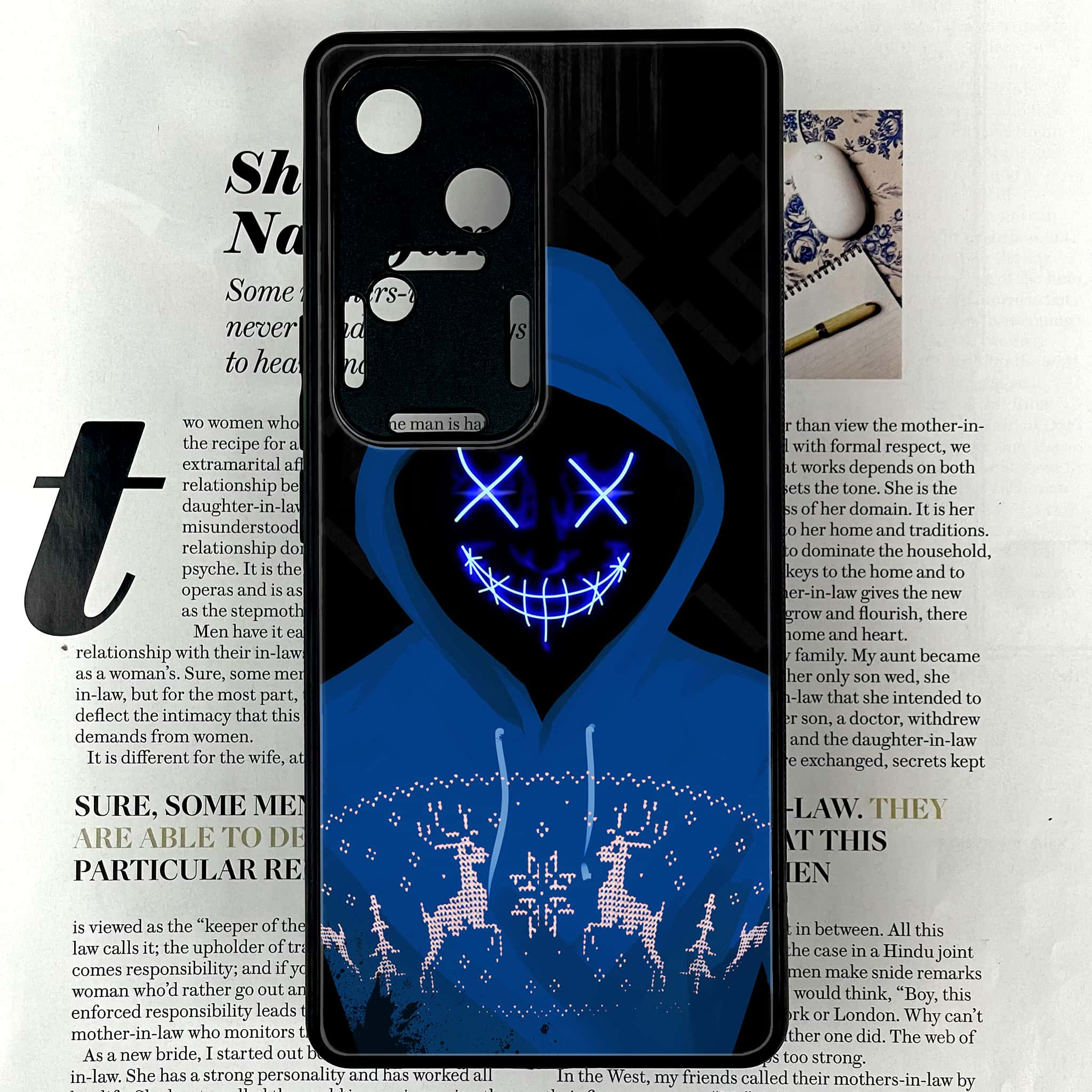 Vivo V30 - Anonymous 2.0 Series - Premium Printed Glass soft Bumper shock Proof Case