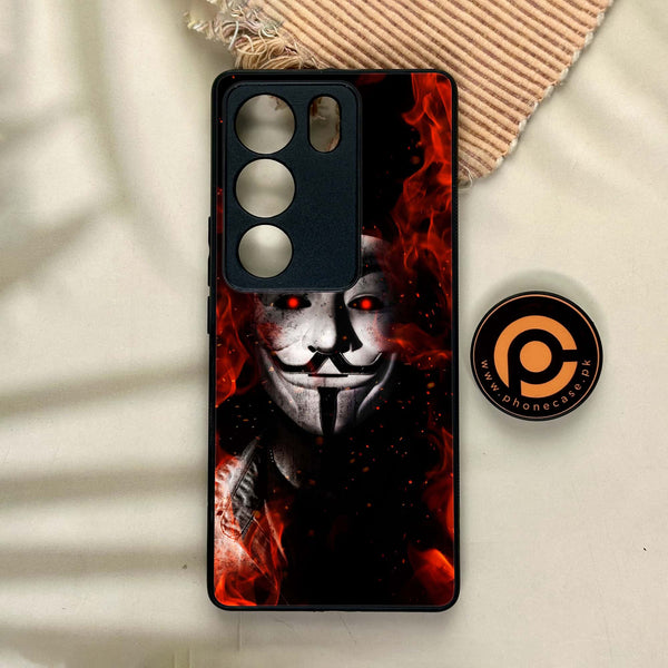 Vivo V29 - Anonymous 2.0 Design 7 - Premium Printed Glass soft Bumper shock Proof Case CS-13751