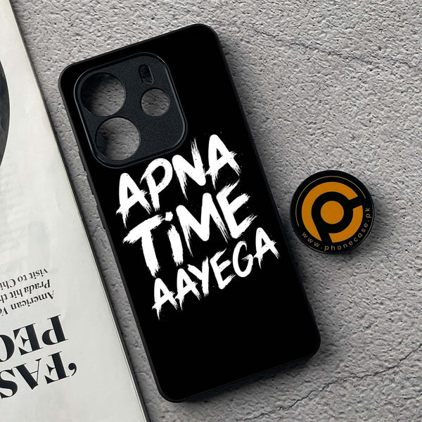 Xiaomi Redmi Note 14 - Apna Time Ayega - Premium Printed Glass soft Bumper Shock Proof Case