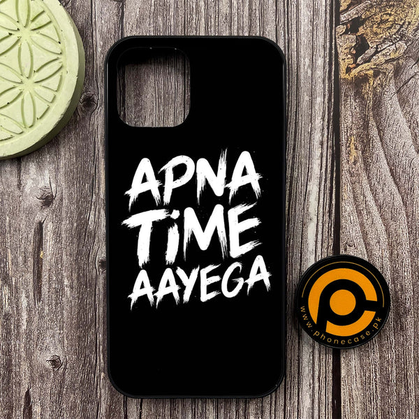 iPhone 12 - Apna Time Ayega - Premium Metal Printed soft Bumper shock Proof Case