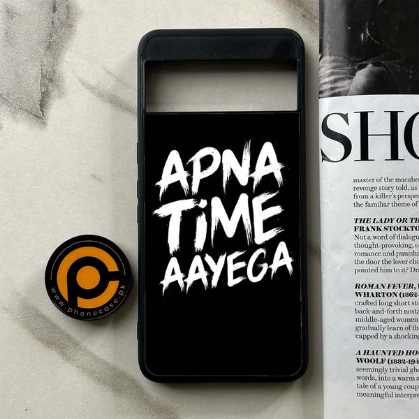 Google Pixel 8 Pro - Apna Time Ayega - Premium Printed Glass soft Bumper Shock Proof Case