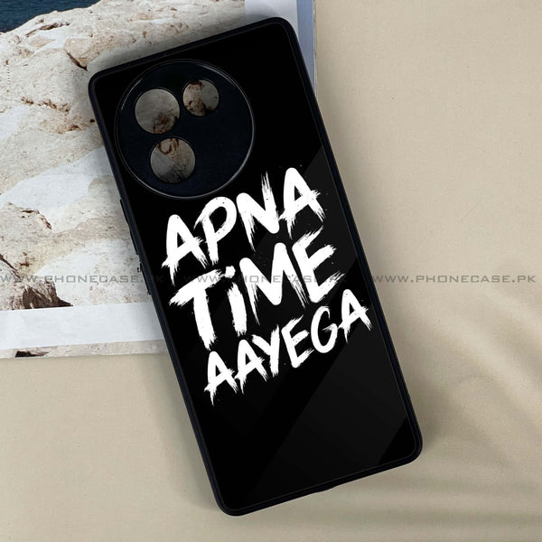 Vivo V30E - Apna Time Ayega -  Premium Printed Metal soft Bumper shock Proof Case