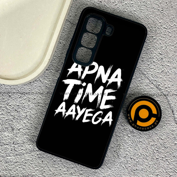 Infinix Hot 50 4G - Apna Time Ayega - Premium Printed Glass soft Bumper Shock Proof Case